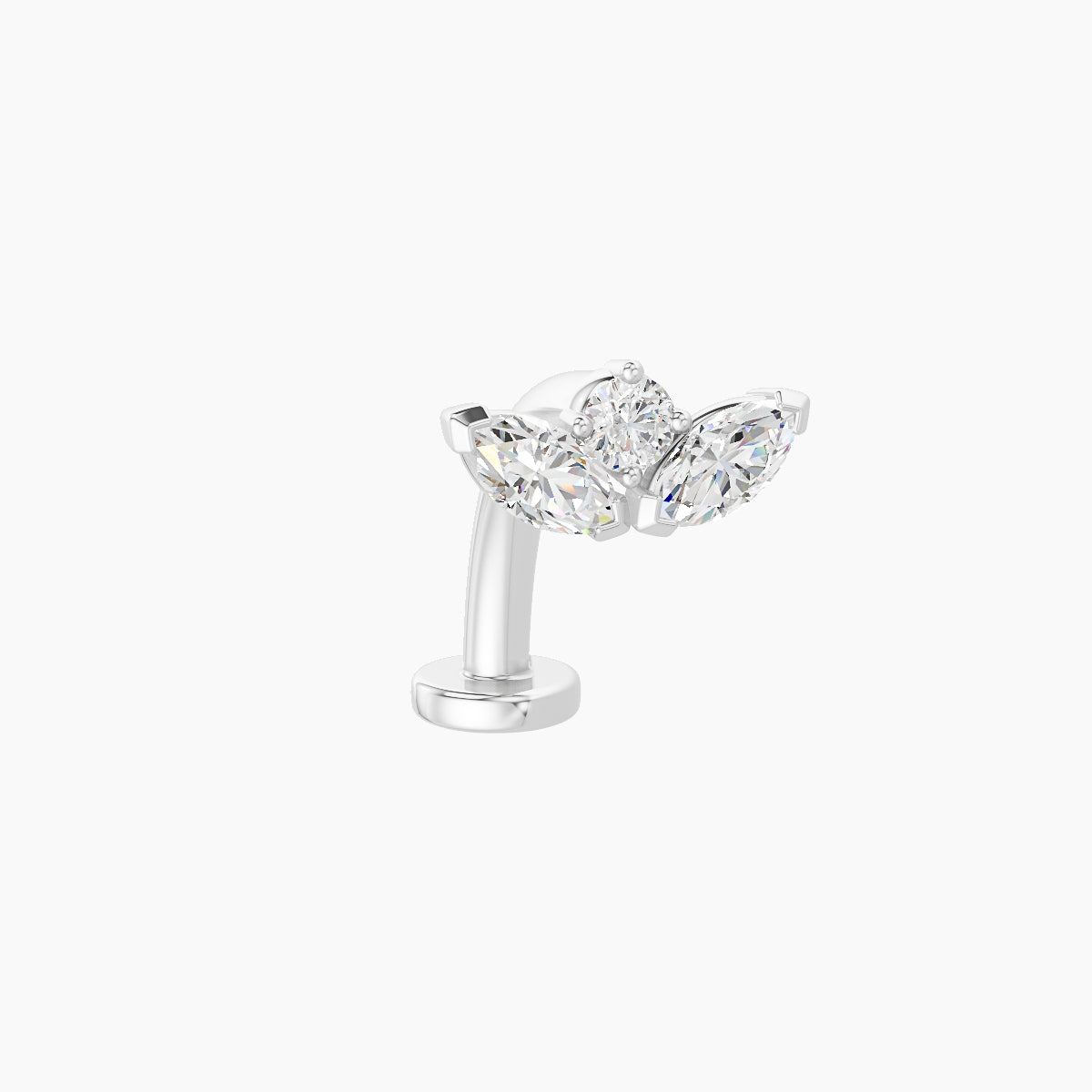 Dione | 18k White Gold 8 mm 10 mm Lotus Diamond Floating Navel Piercing