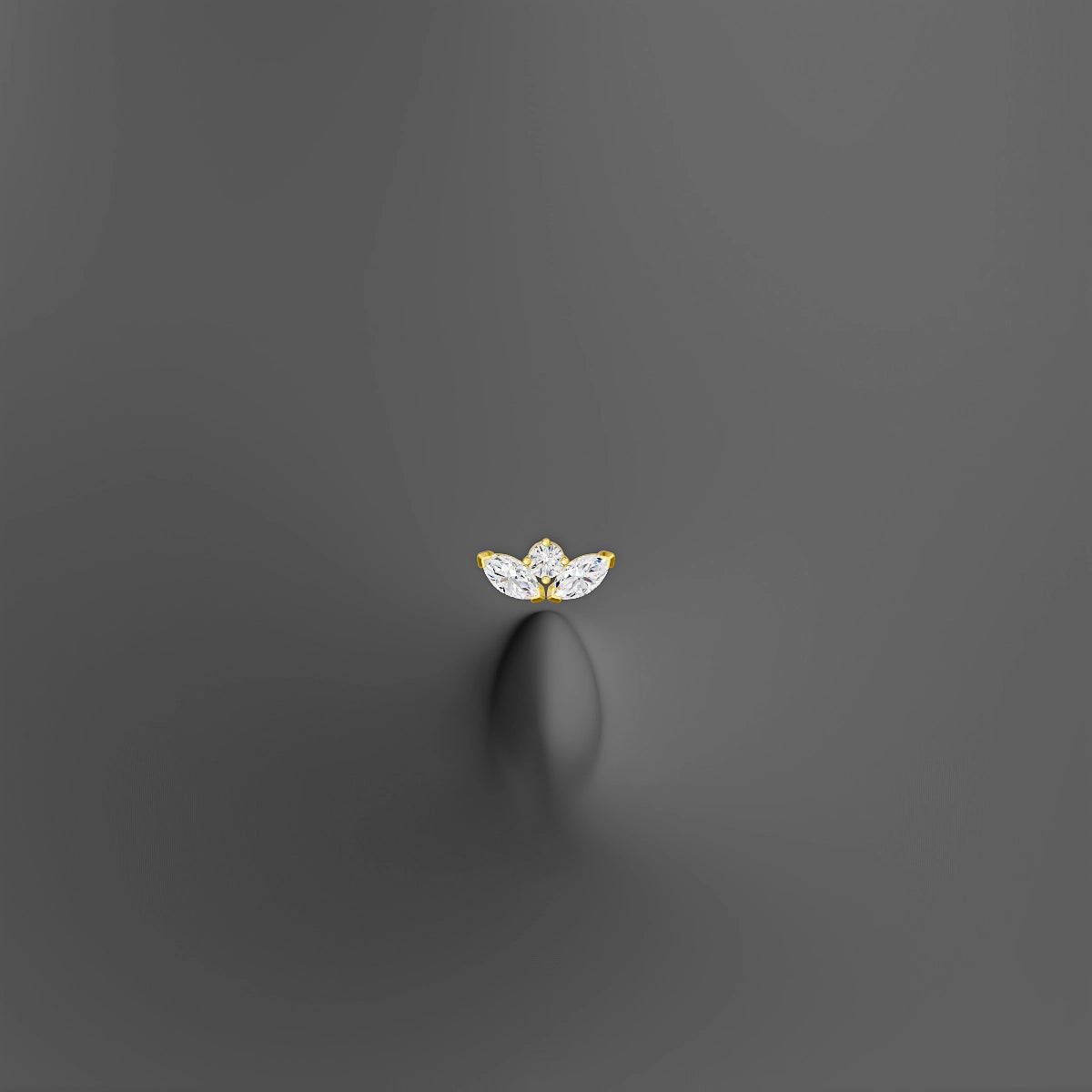 Dione | 18k Yellow Gold 8 mm 10 mm Lotus Diamond Floating Navel Piercing