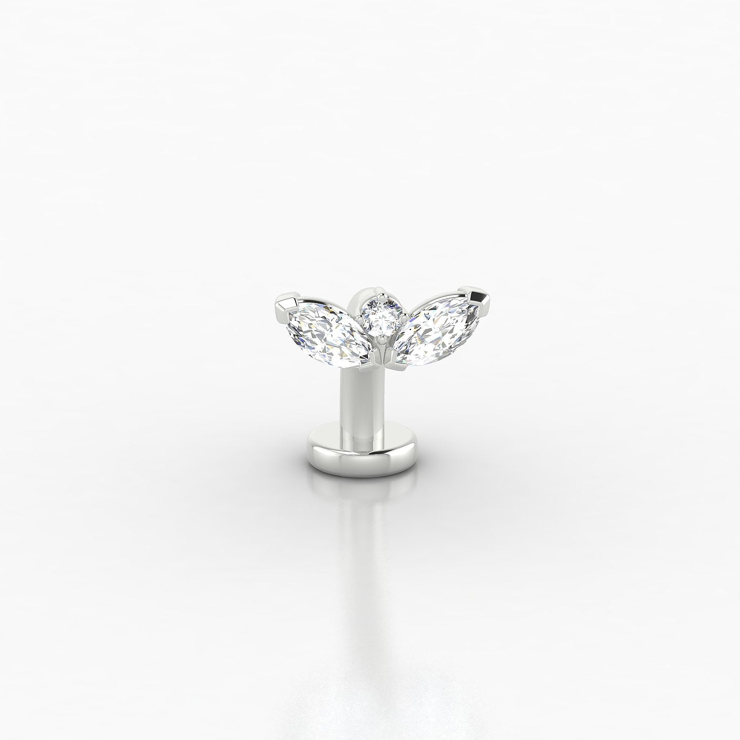 Dione | 18k White Gold 10 mm 8 mm Lotus Diamond Floating Navel Piercing