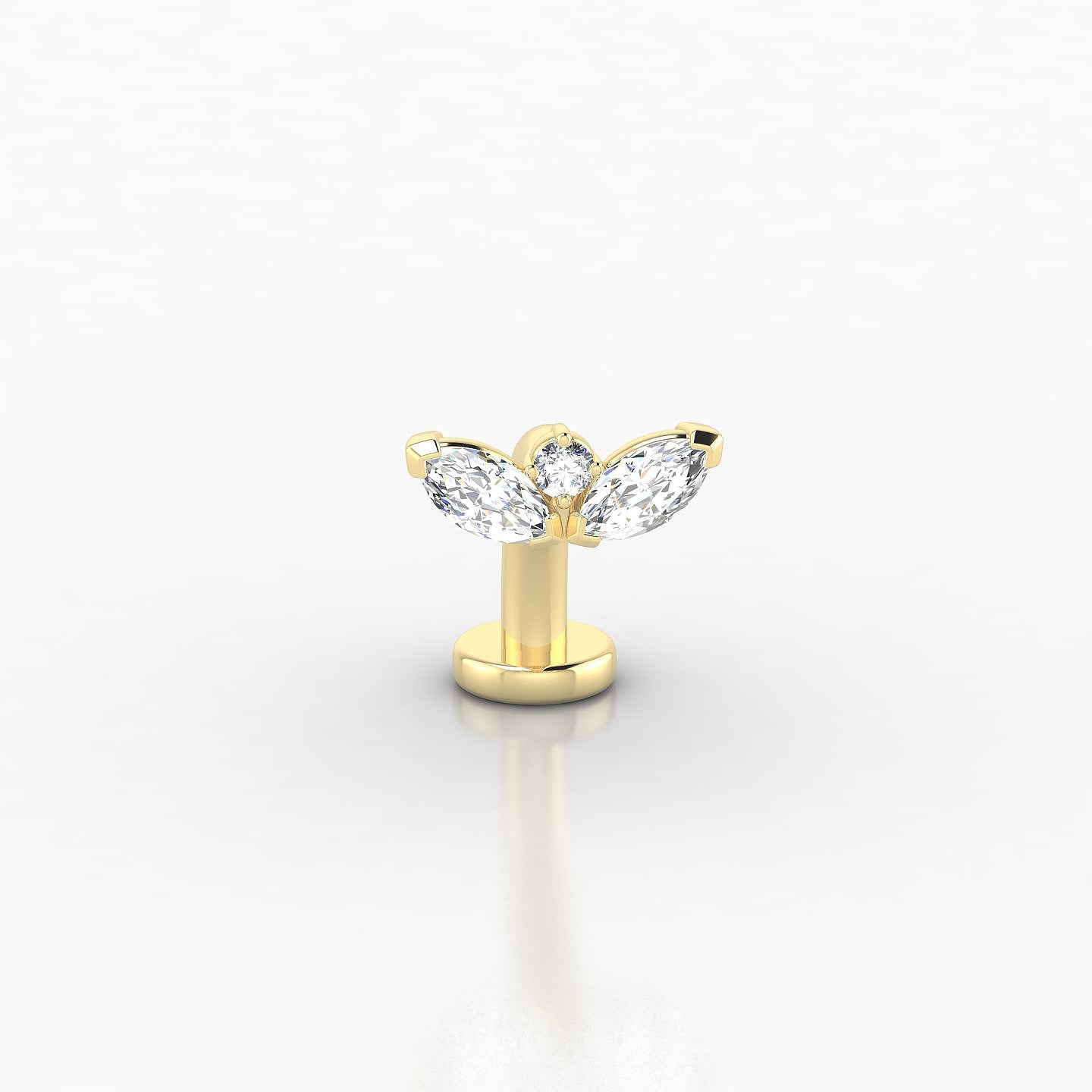 Dione | 18k Yellow Gold 10 mm 8 mm Lotus Diamond Floating Navel Piercing
