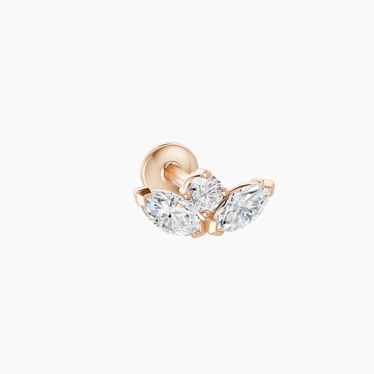 Dione | 18k Rose Gold 8 mm 5 mm Lotus Diamond Nose Piercing