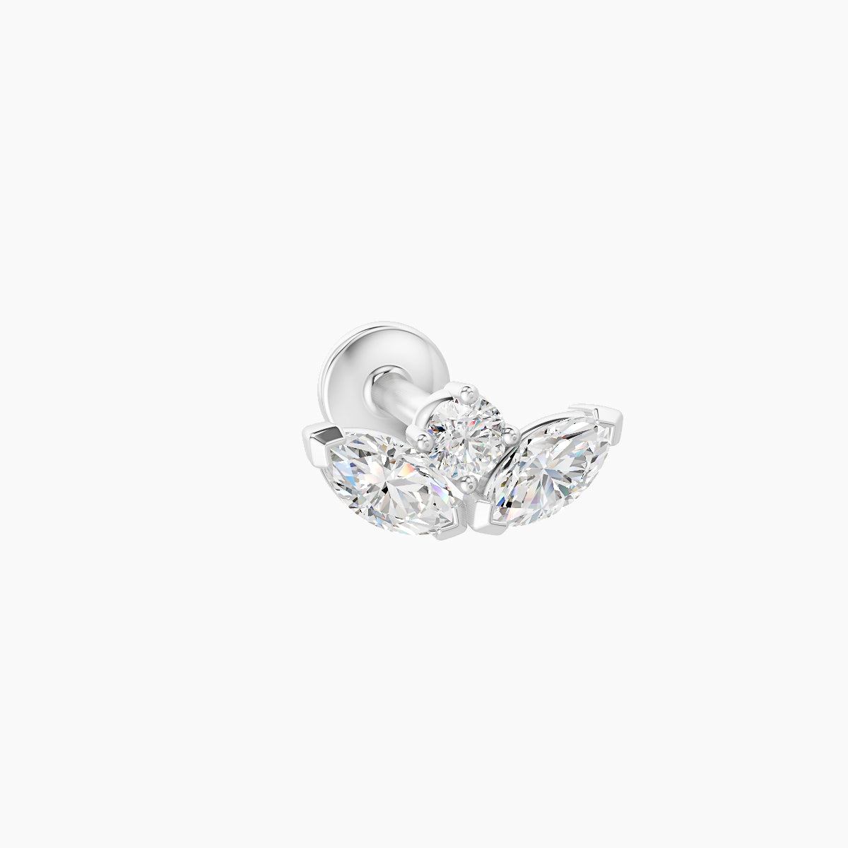 Dione | 18k White Gold 8 mm 5 mm Lotus Diamond Nose Piercing