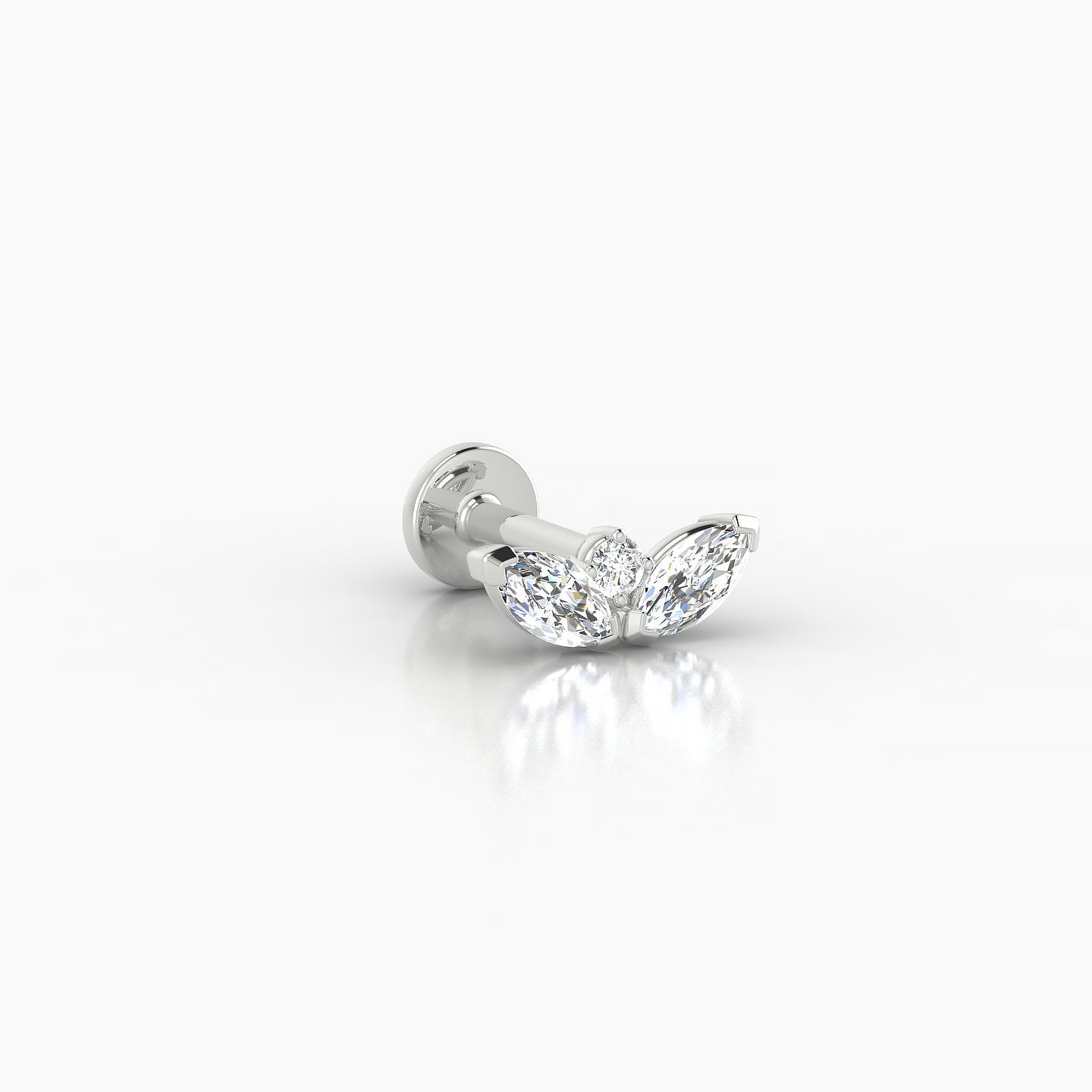 Dione | 18k White Gold 8 mm 5 mm Lotus Diamond Nostril Piercing