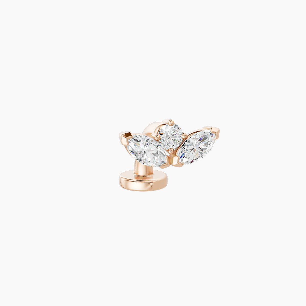 Dione | 18k Rose Gold 8 mm 6 mm Lotus Diamond Floating Navel Piercing