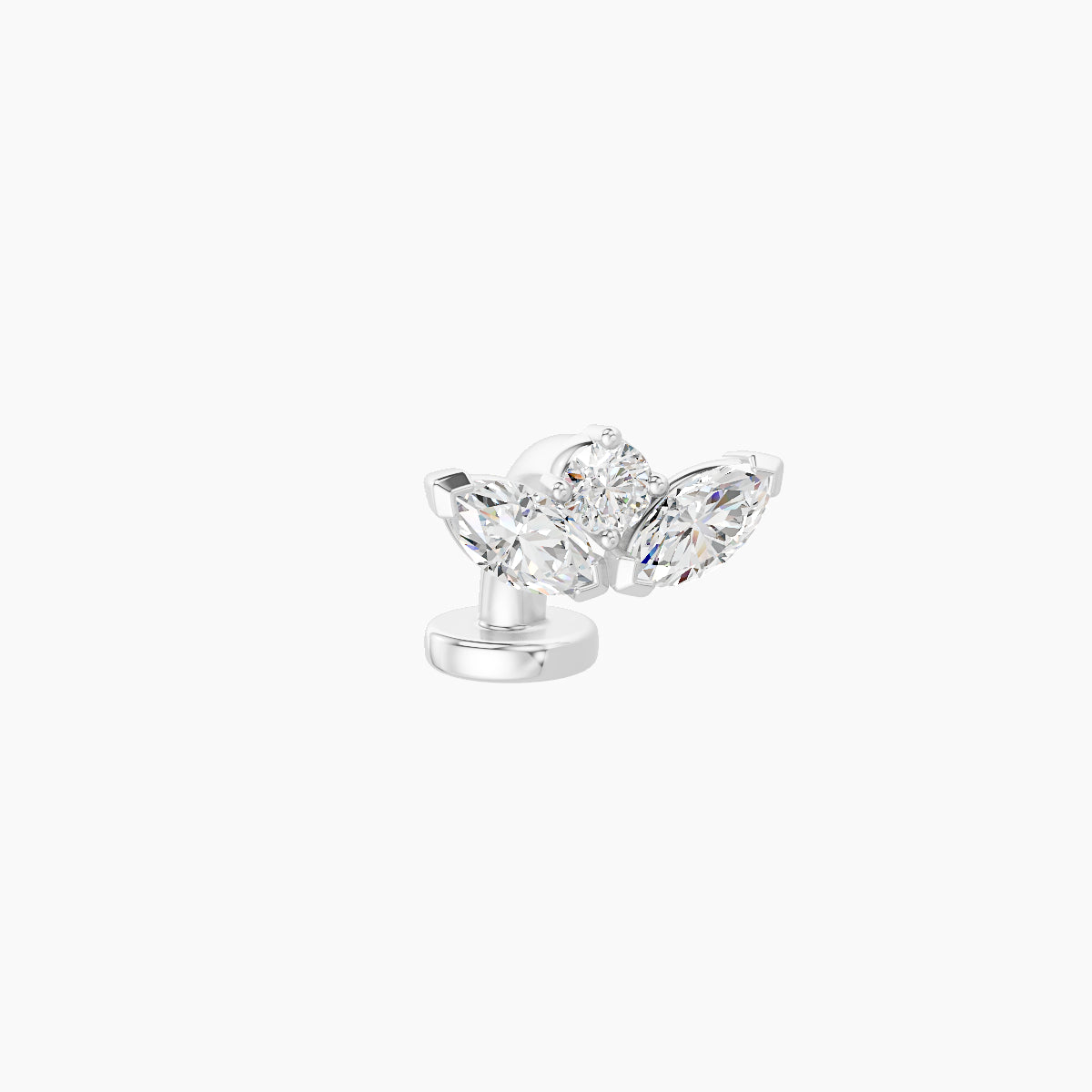Dione | 18k White Gold 8 mm 6 mm Lotus Diamond Floating Navel Piercing