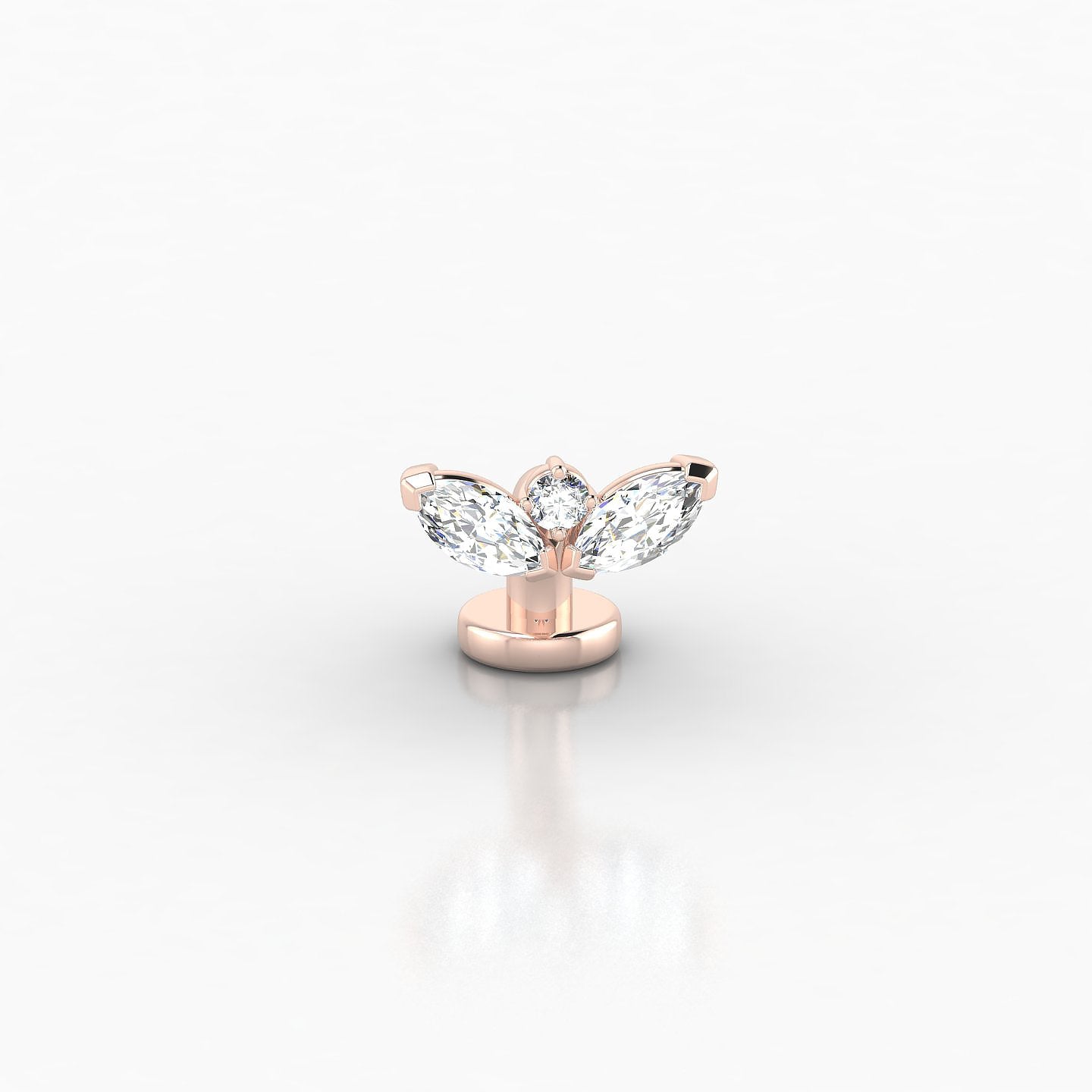 Dione | 18k Rose Gold 6 mm 8 mm Lotus Diamond Floating Navel Piercing