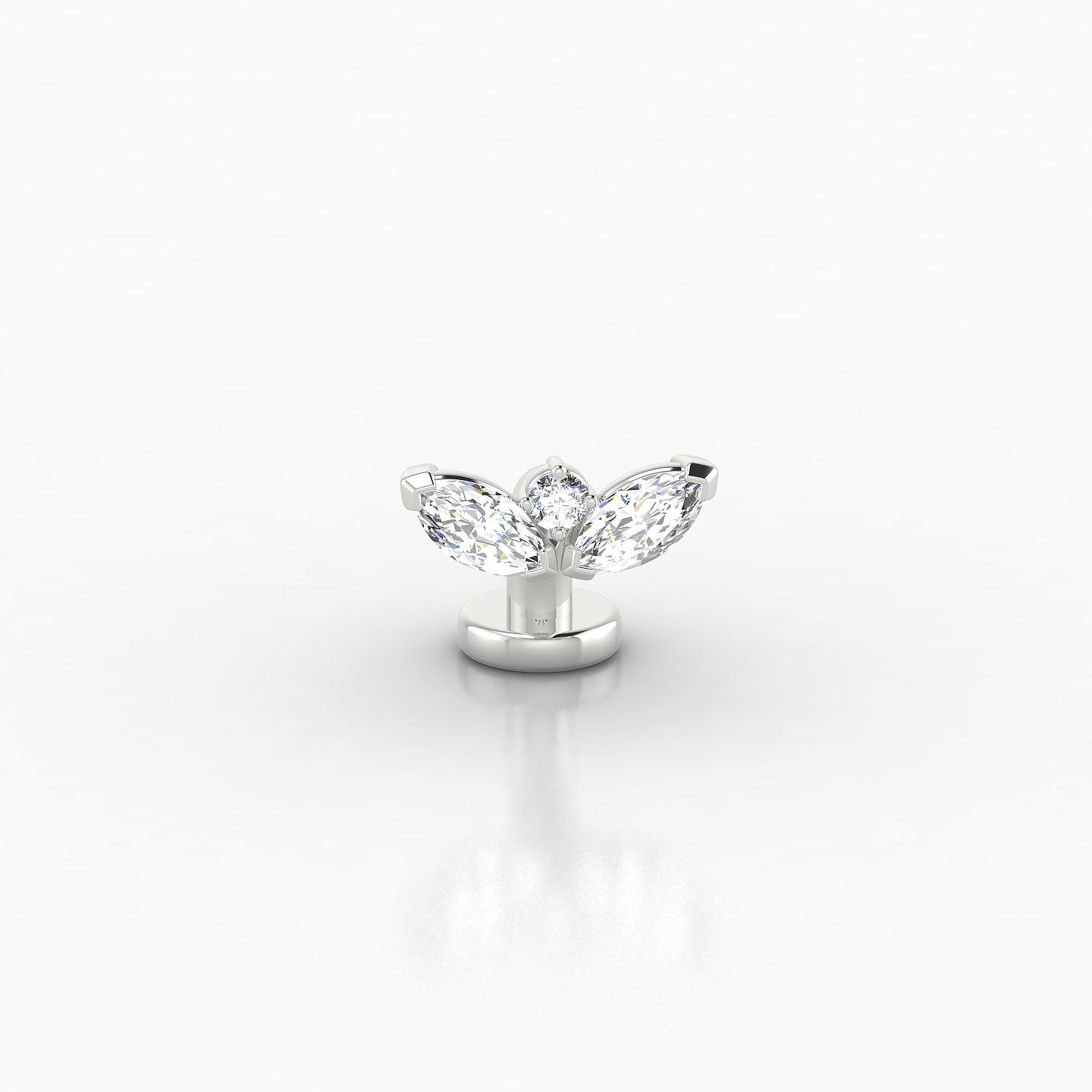 Dione | 18k White Gold 6 mm 8 mm Lotus Diamond Floating Navel Piercing