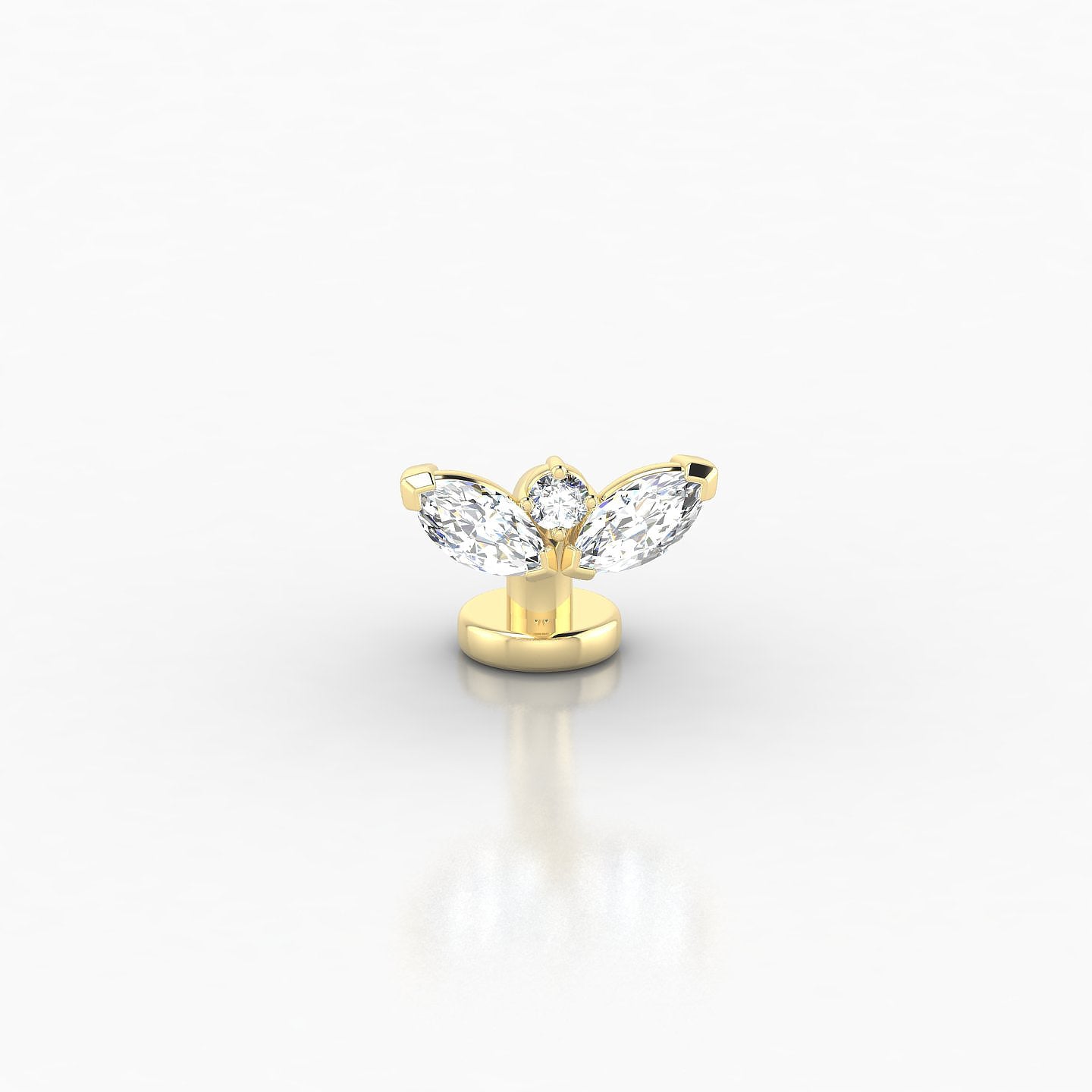 Dione | 18k Yellow Gold 6 mm 8 mm Lotus Diamond Floating Navel Piercing