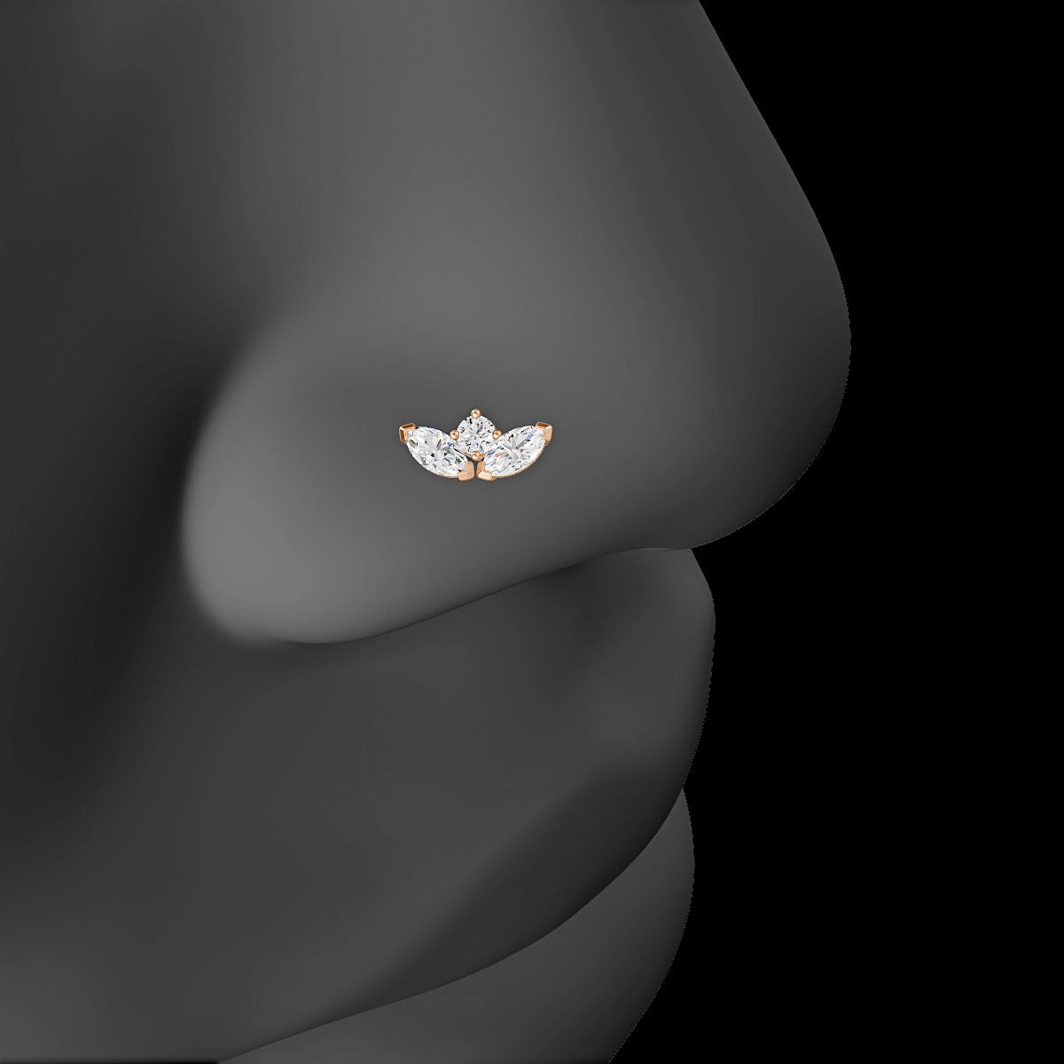 Dione | 18k Rose Gold 8 mm 6.5 mm Lotus Diamond Nose Piercing