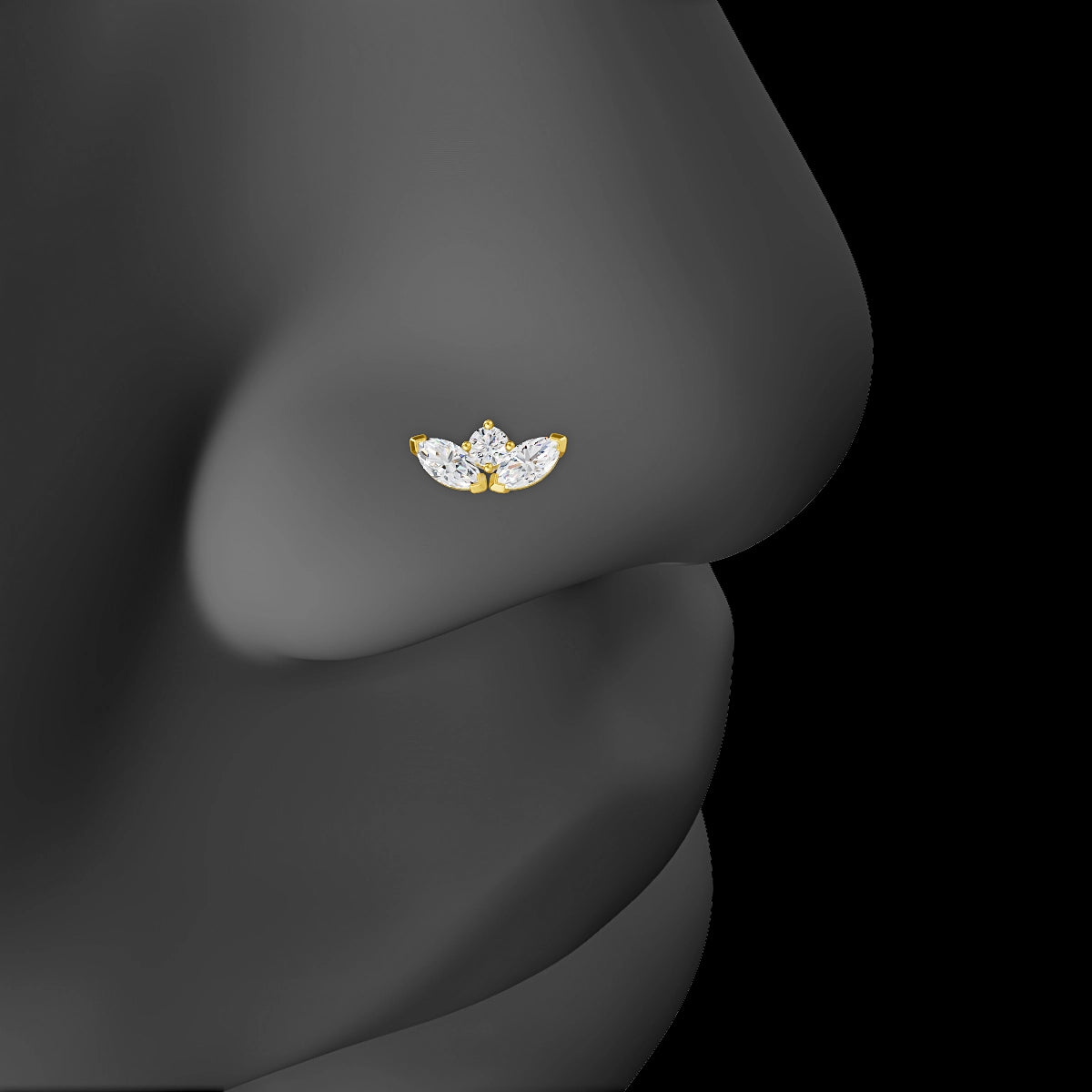 Dione | 18k Yellow Gold 8 mm 6.5 mm Lotus Diamond Nose Piercing