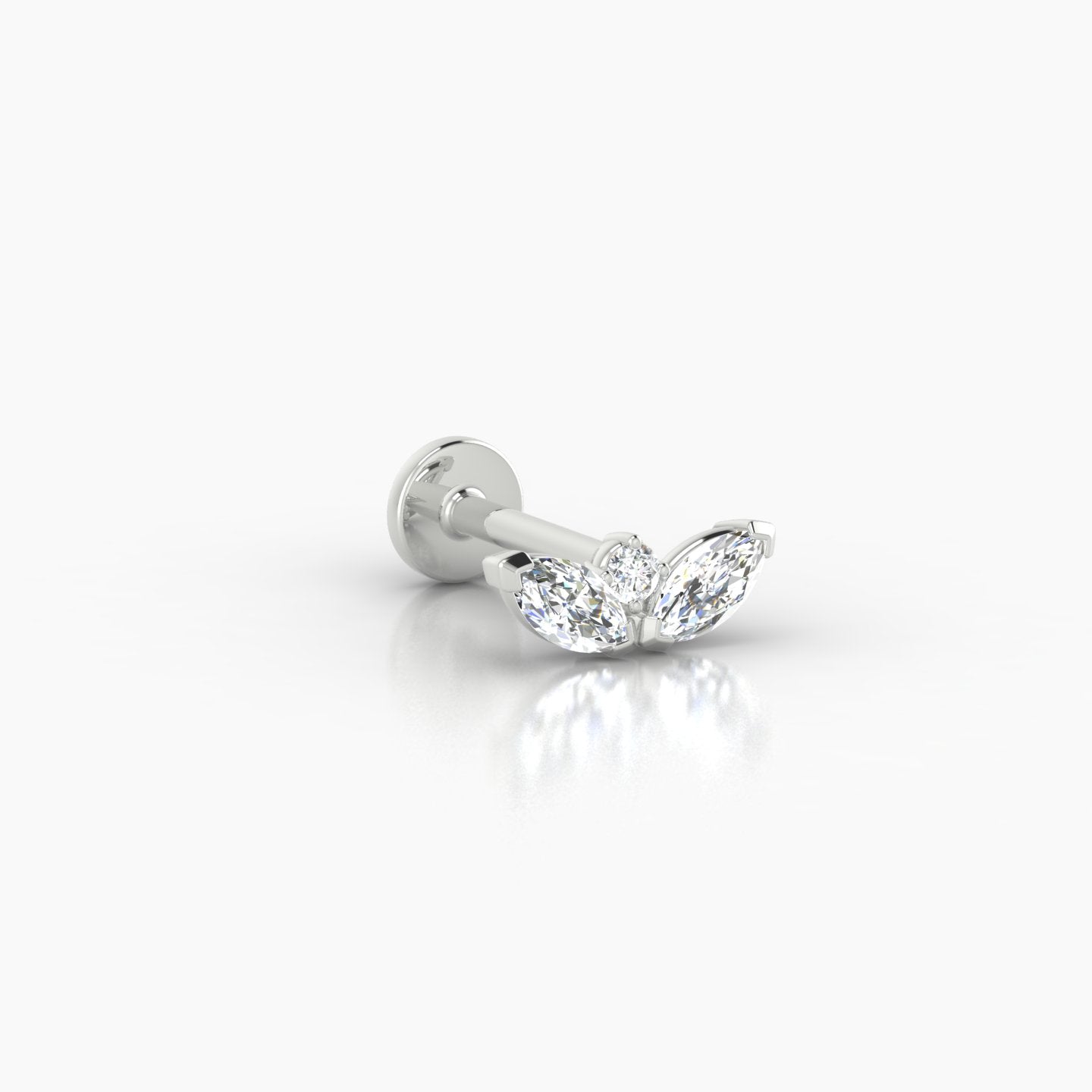 Dione | 18k White Gold 8 mm 6.5 mm Lotus Diamond Nostril Piercing