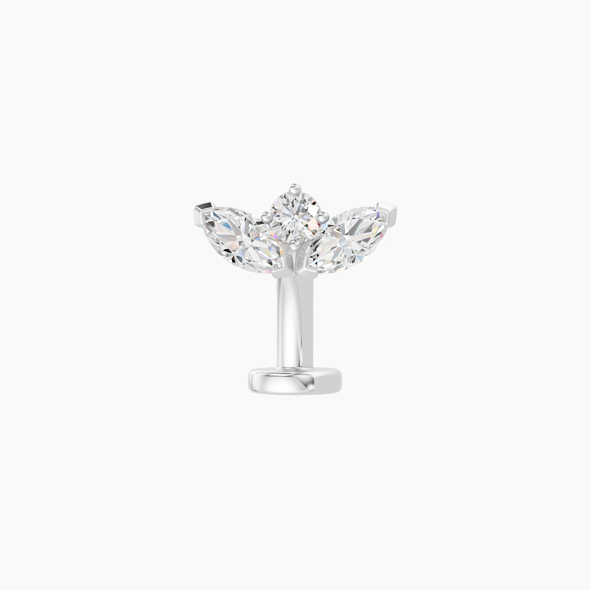 Dione | 18k White Gold 8 mm 8 mm Lotus Diamond Floating Navel Piercing