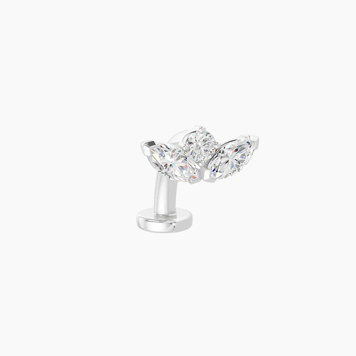 Dione | 18k White Gold 8 mm 8 mm Lotus Diamond Floating Navel Piercing