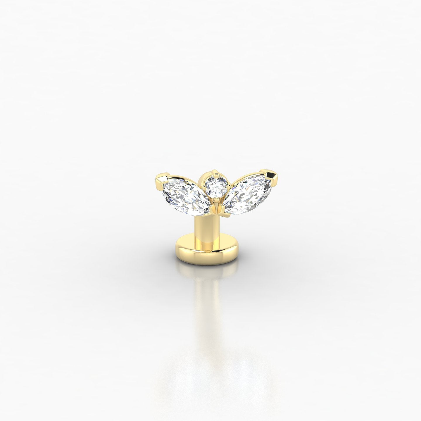 Dione | 18k Yellow Gold 8 mm 8 mm Lotus Diamond Floating Navel Piercing