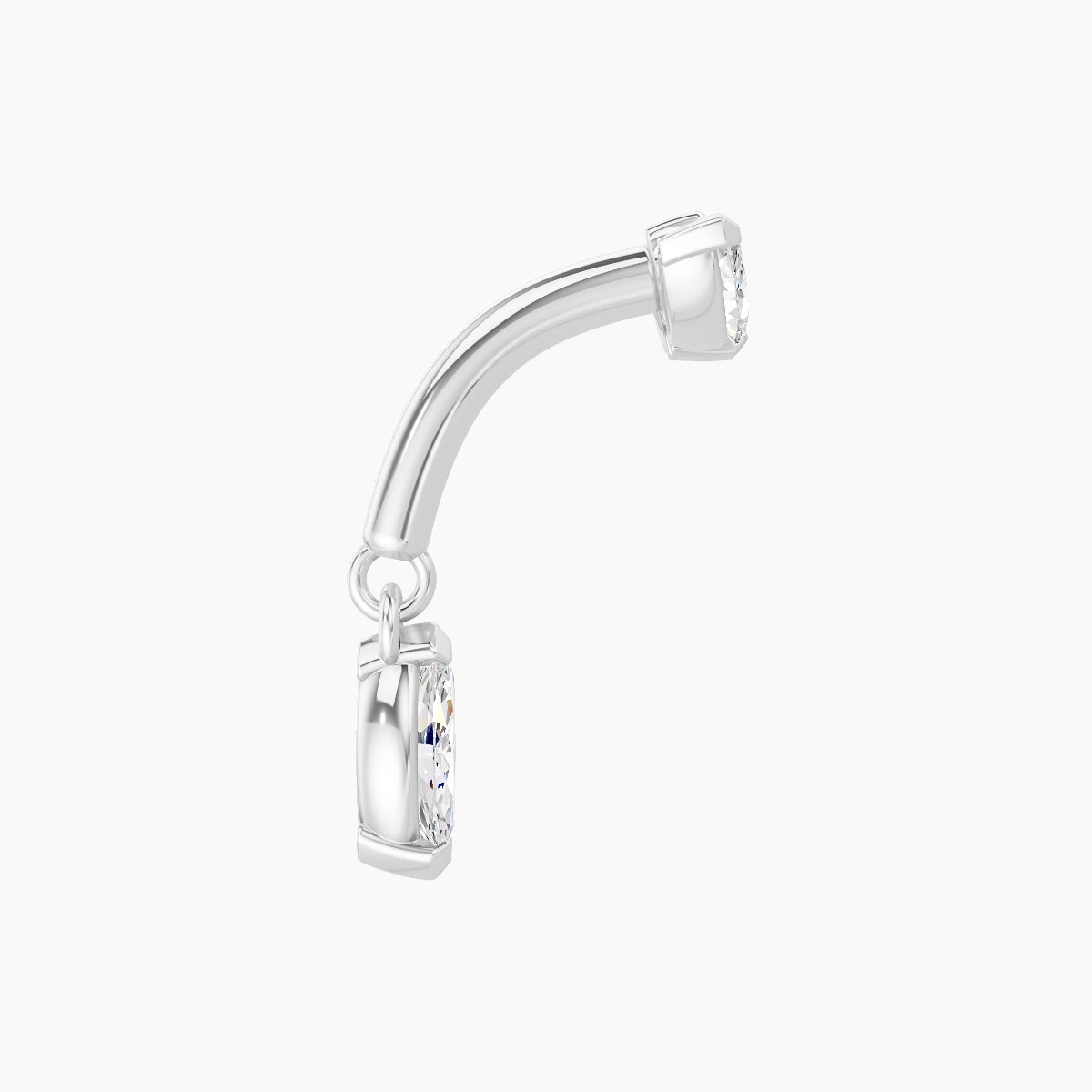 Dione | Piercing Rook Lotus Diamant Or Blanc 18k Hypoallergénique 6.5 mm 6 mm
