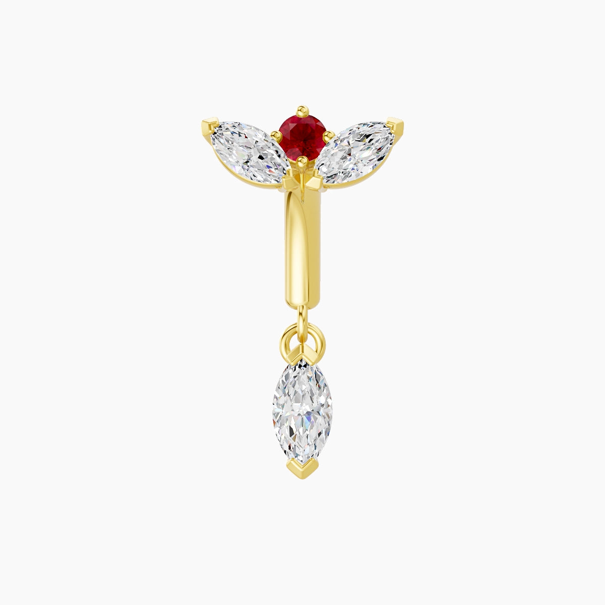 Dione | 18k Yellow Gold 6 mm Lotus Ruby & Diamond Rook Piercing