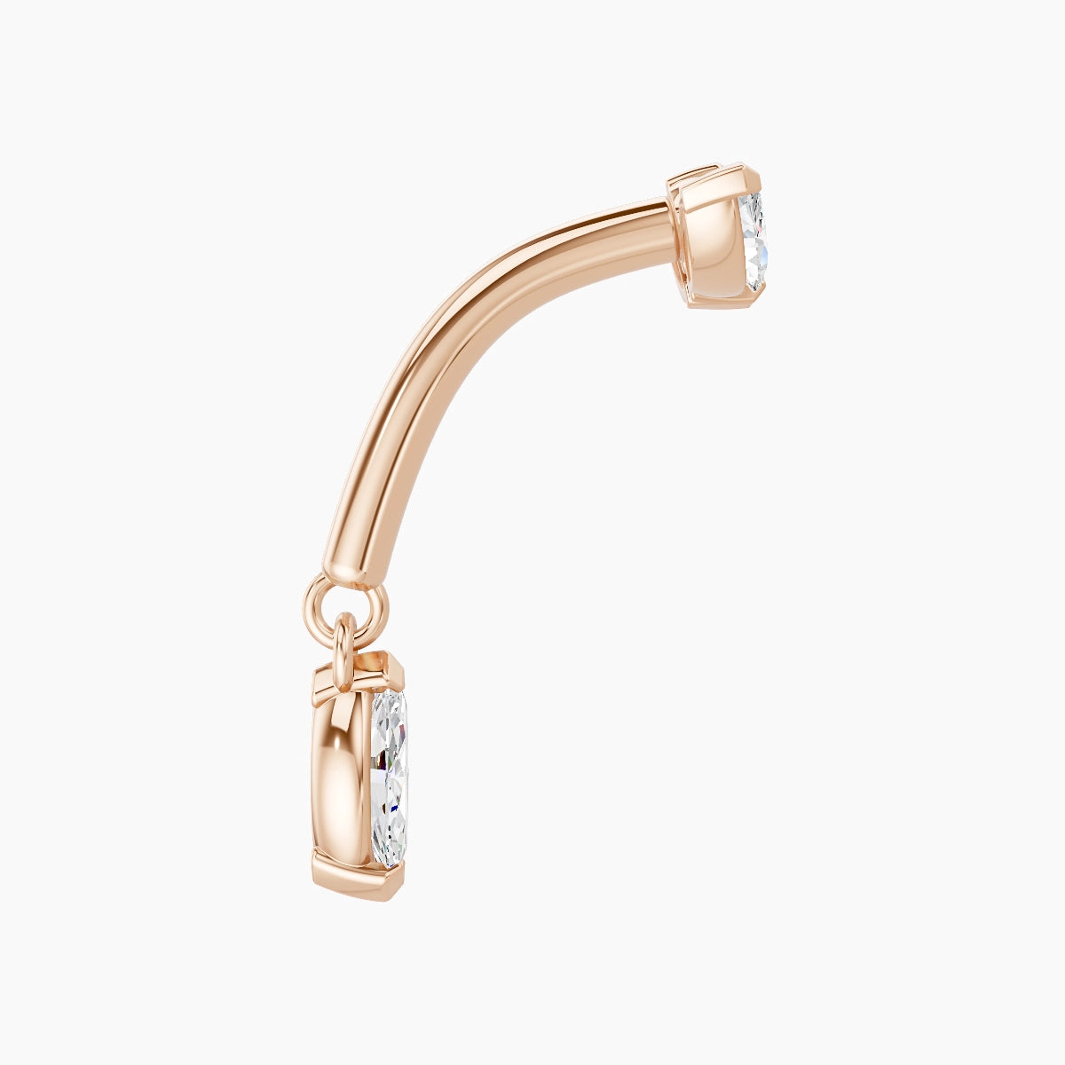 Dione | Piercing Rook Lotus Diamant Or Rose 18k Hypoallergénique 6.5 mm 8 mm