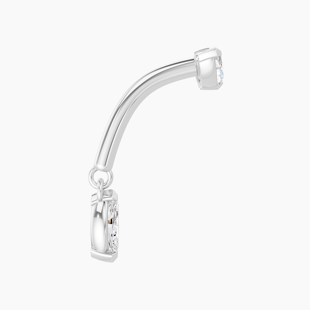 Dione | Piercing Rook Lotus Diamant Or Blanc 18k Hypoallergénique 6.5 mm 8 mm