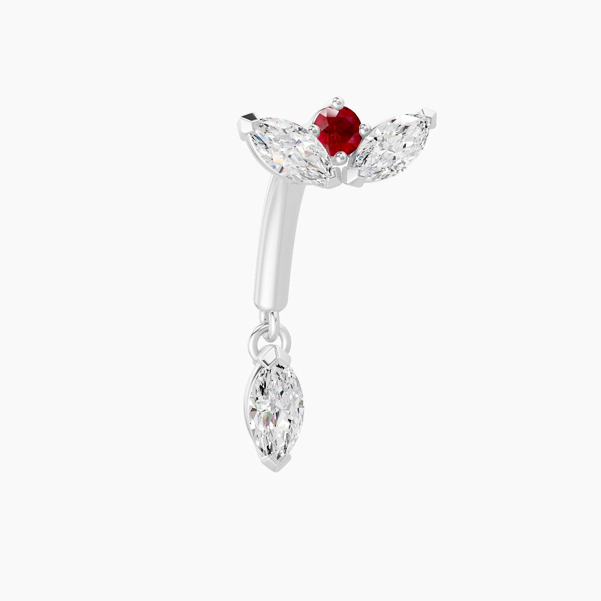 Dione | 18k White Gold 8 mm Lotus Ruby & Diamond Rook Piercing