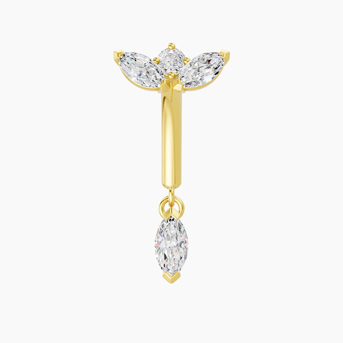 Dione | Piercing Rook Lotus Diamant Or Jaune 18k Hypoallergénique 6.5 mm 8 mm