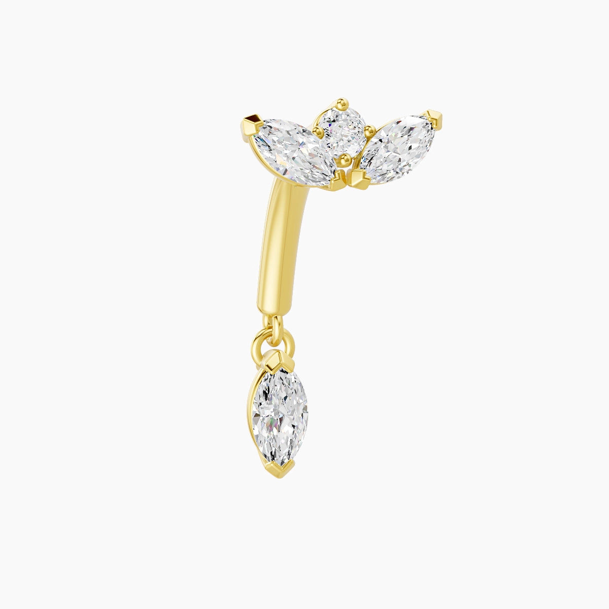 Dione | Piercing Rook Lotus Diamant Or Jaune 18k Hypoallergénique 6.5 mm 8 mm