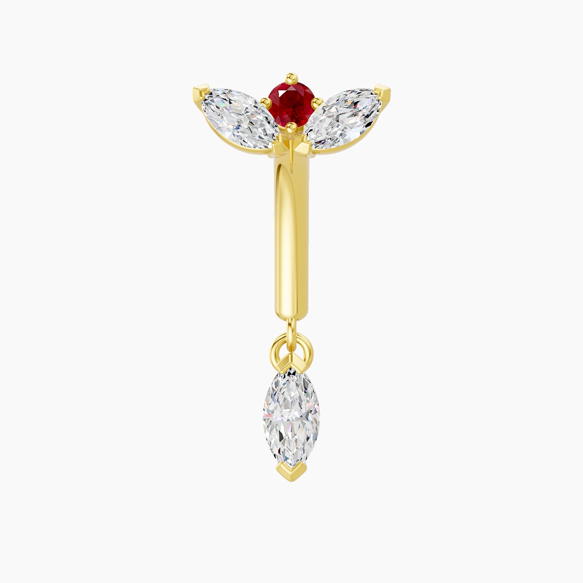 Dione | 18k Yellow Gold 8 mm Lotus Ruby & Diamond Rook Piercing