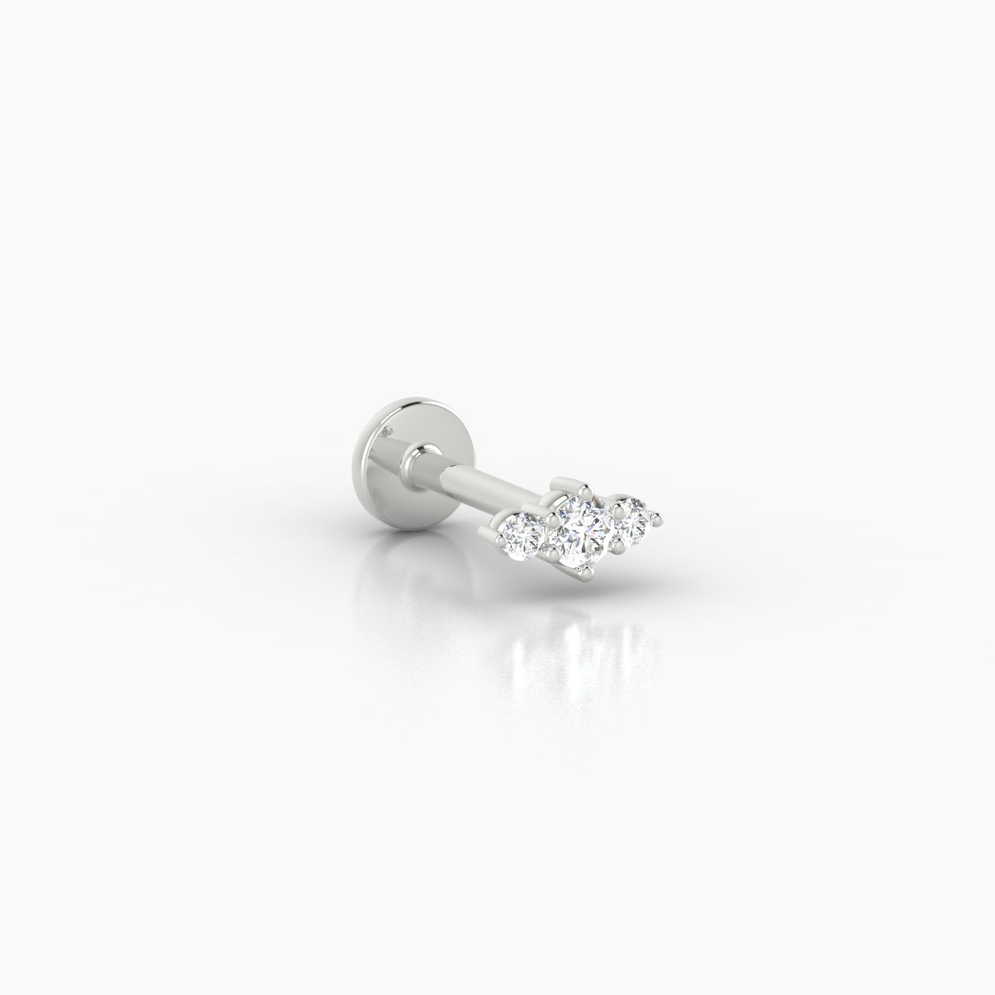 Edesia | 18k White Gold 5.5 mm 6.5 mm Trilogy Diamond Piercing