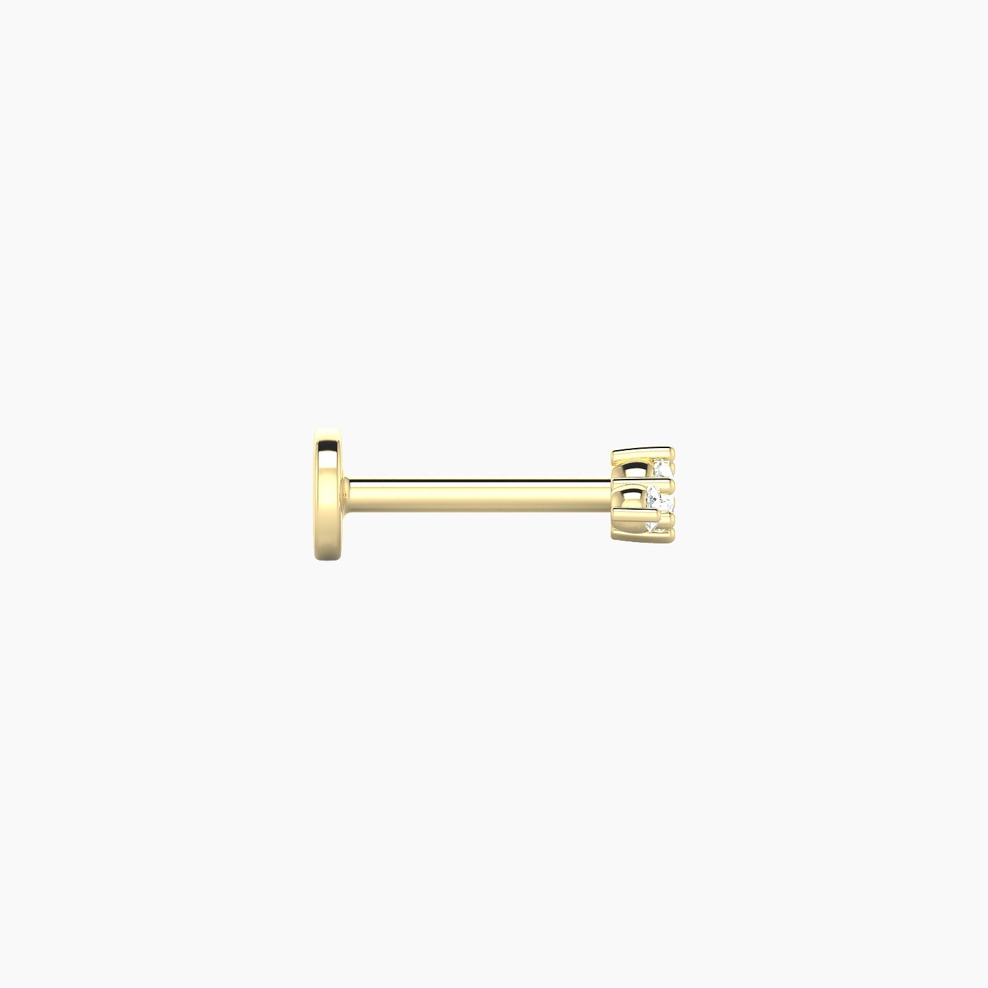 Edesia | 18k Yellow Gold 5.5 mm 6.5 mm Trilogy Diamond Piercing