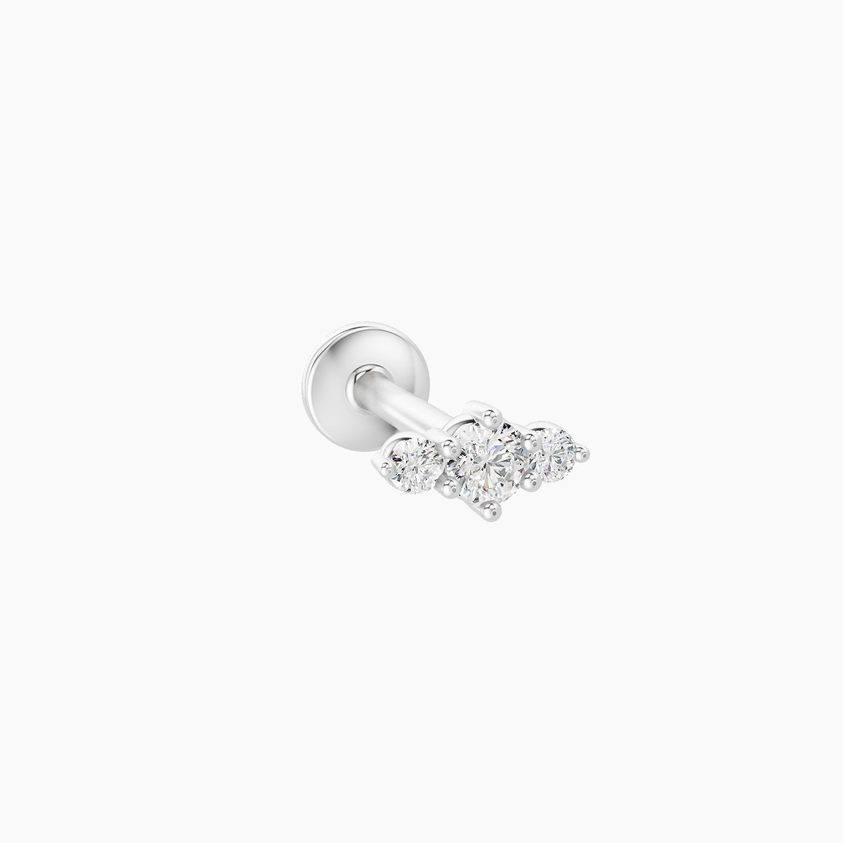 Edesia | 18k White Gold 5.5 mm 8 mm Trilogy Diamond Piercing