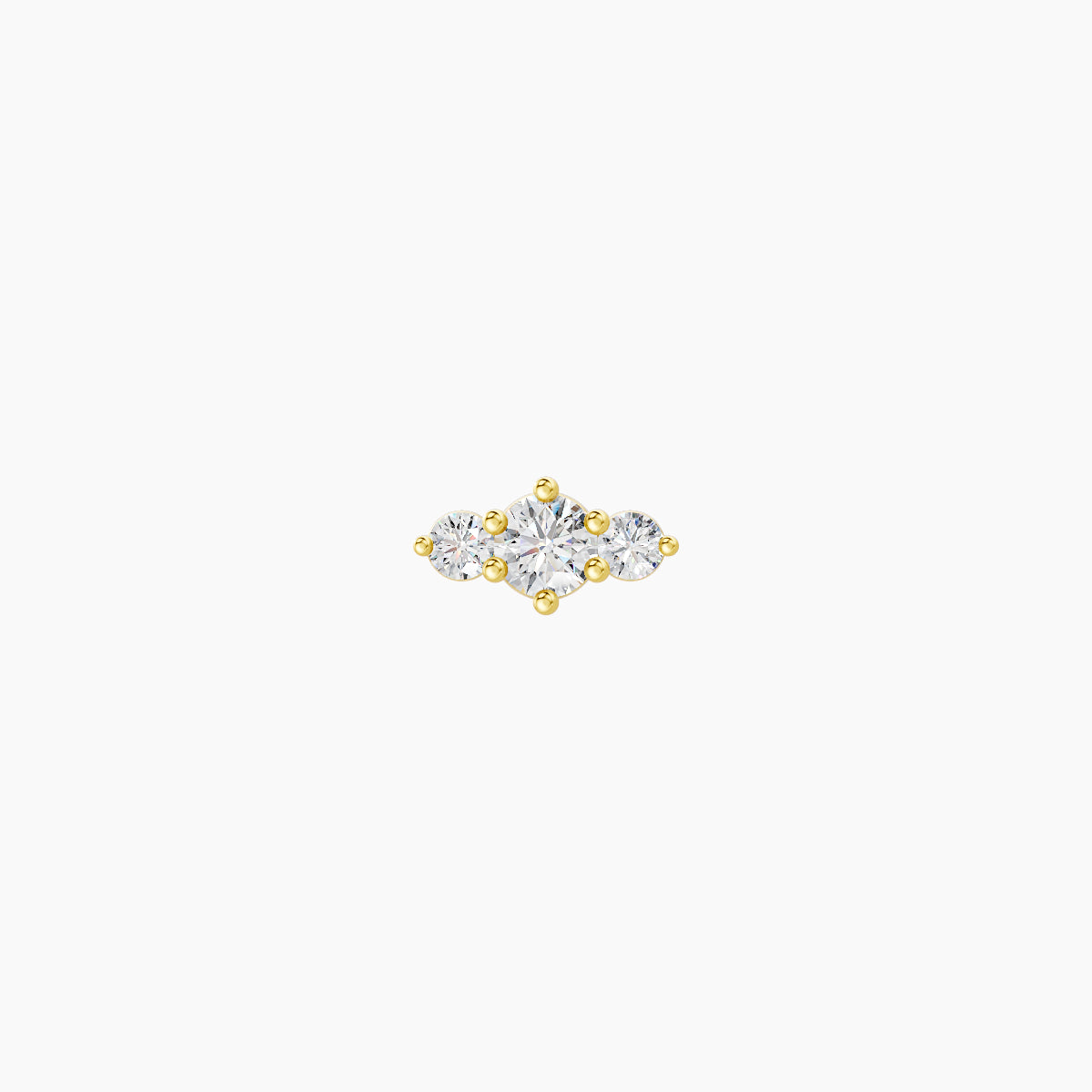 Edesia | 18k Yellow Gold 5.5 mm 8 mm Trilogy Diamond Piercing