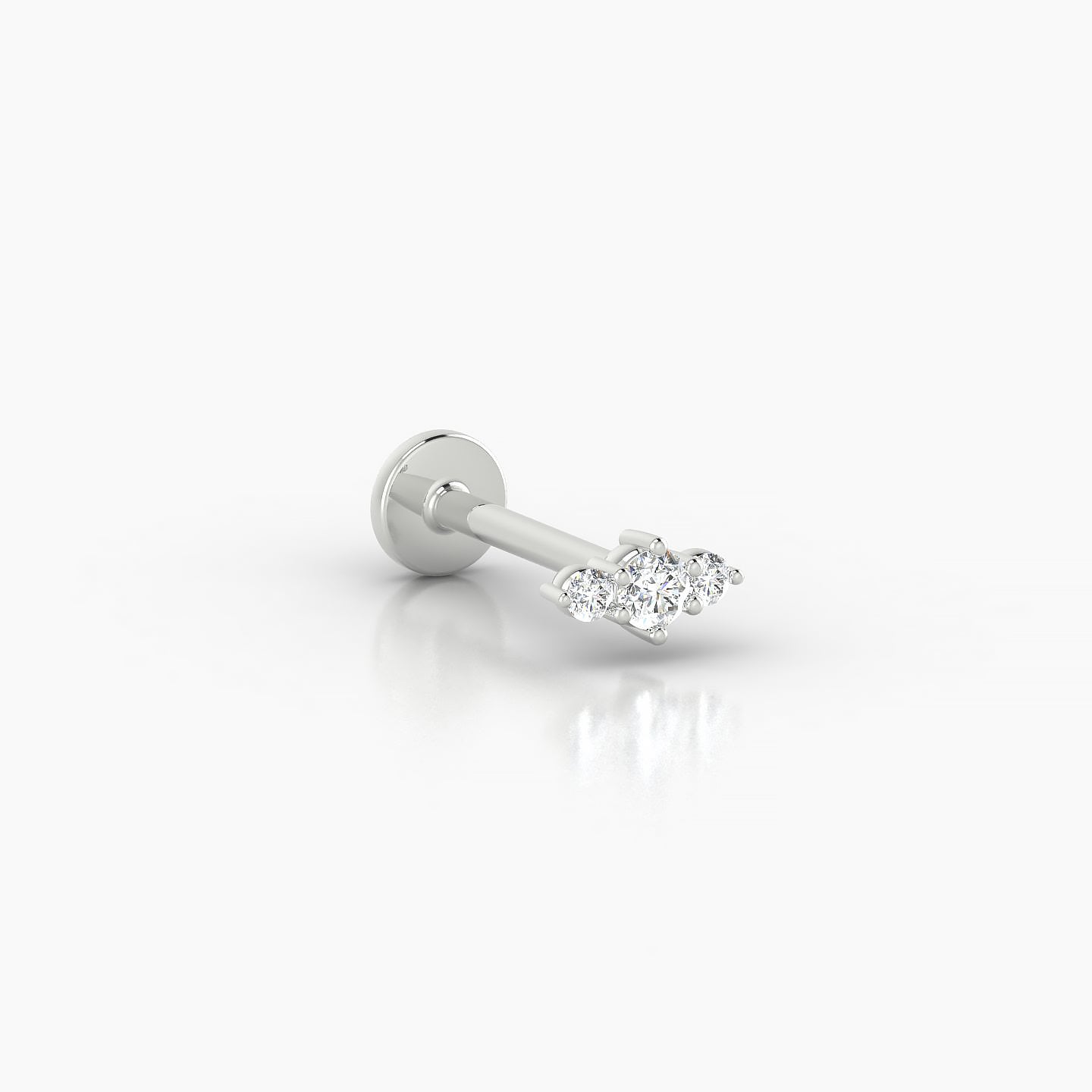 Edesia | 18k White Gold 5.5 mm 8 mm Trilogy Diamond Piercing