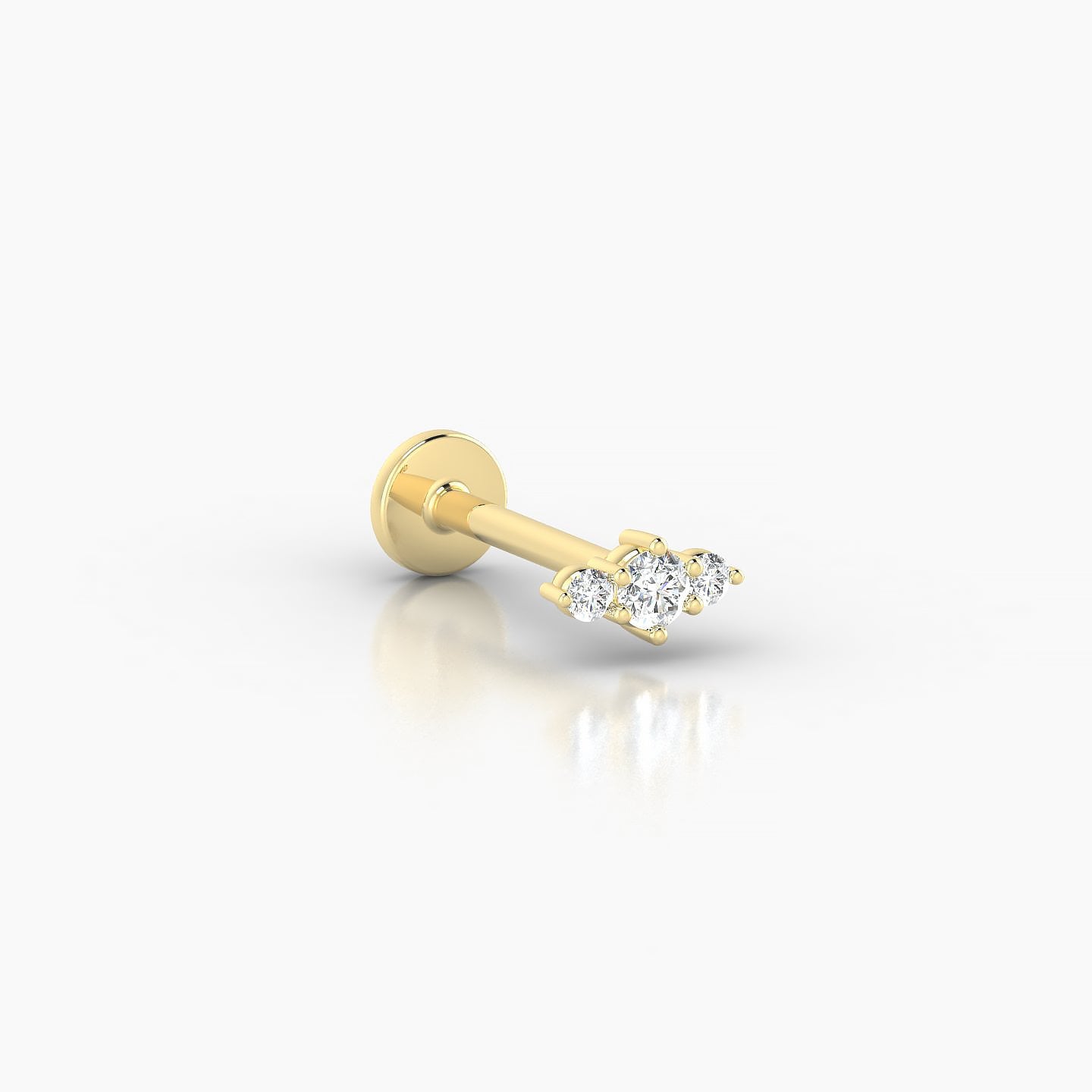 Edesia | 18k Yellow Gold 5.5 mm 8 mm Trilogy Diamond Piercing