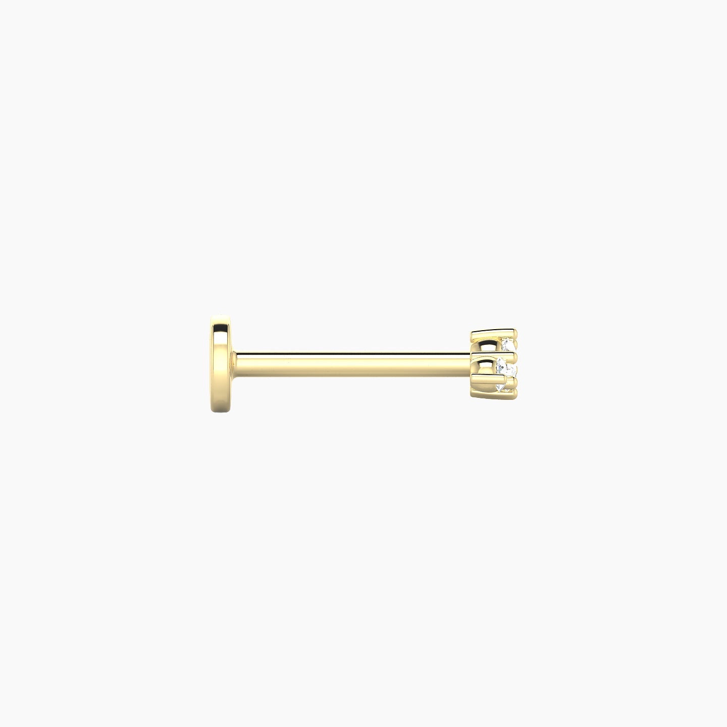 Edesia | 18k Yellow Gold 5.5 mm 8 mm Trilogy Diamond Piercing