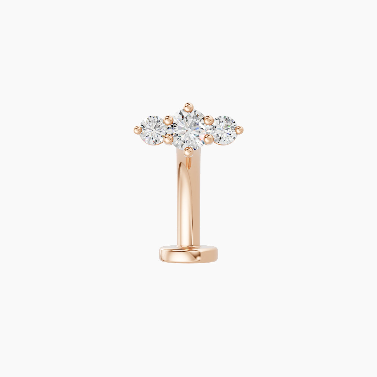 Edesia | 18k Rose Gold 7 mm 10 mm Trilogy Diamond Floating Navel Piercing