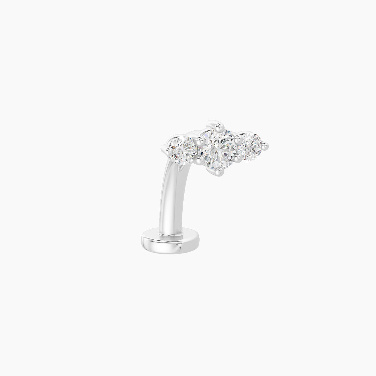Edesia | 18k White Gold 7 mm 10 mm Trilogy Diamond Floating Navel Piercing