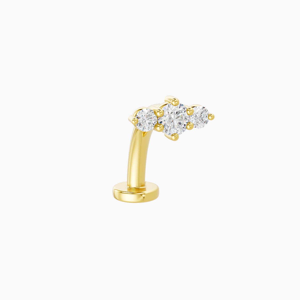 Edesia | 18k Yellow Gold 7 mm 10 mm Trilogy Diamond Floating Navel Piercing