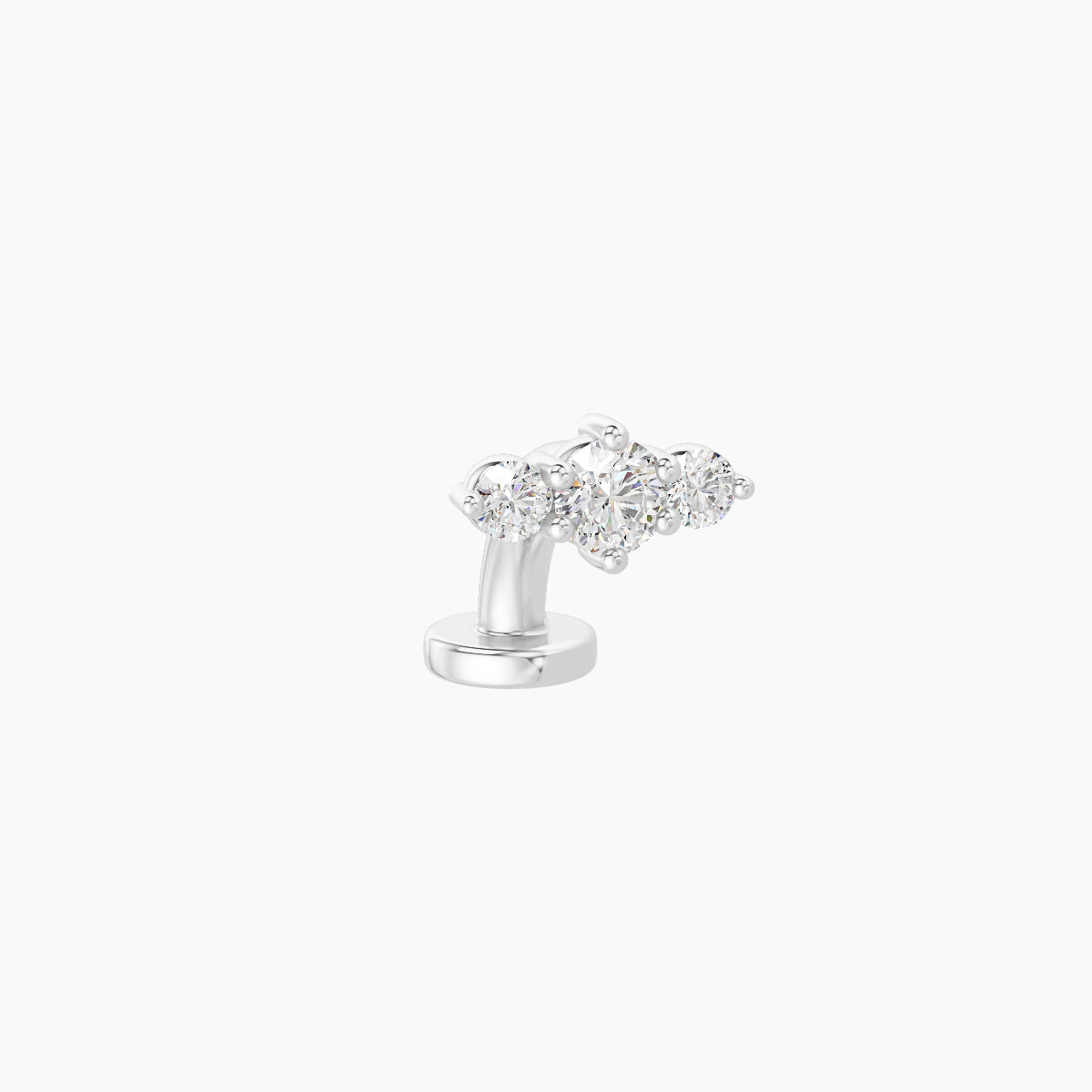 Edesia | 18k White Gold 7 mm 6 mm Trilogy Diamond Floating Navel Piercing