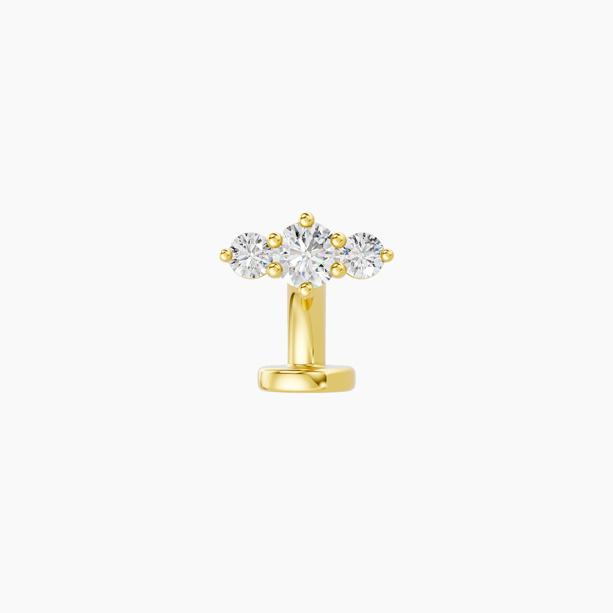 Edesia | 18k Yellow Gold 7 mm 6 mm Trilogy Diamond Floating Navel Piercing