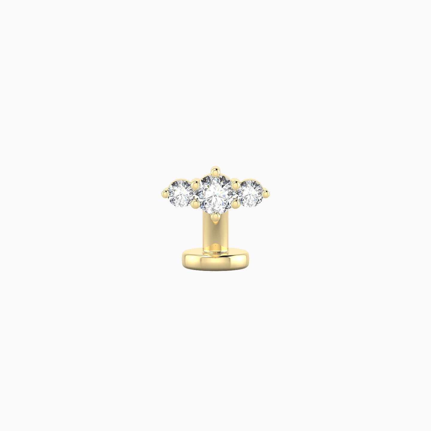 Edesia | 18k Yellow Gold 7 mm 6 mm Trilogy Diamond Floating Navel Piercing