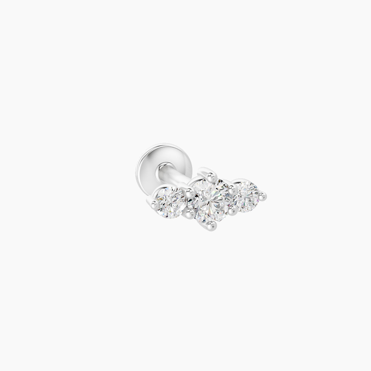 Edesia | 18k White Gold 7 mm 6.5 mm Trilogy Diamond Piercing