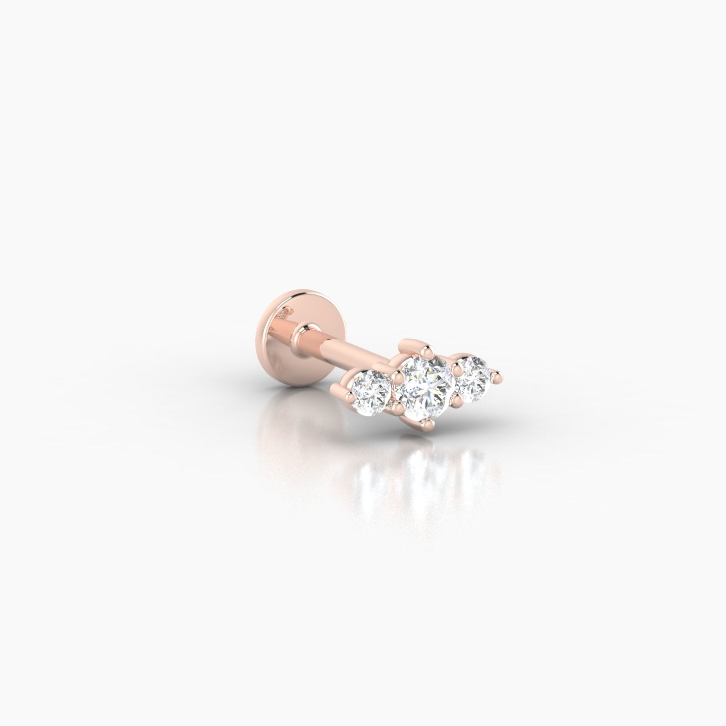 Edesia | 18k Rose Gold 7 mm 6.5 mm Trilogy Diamond Piercing