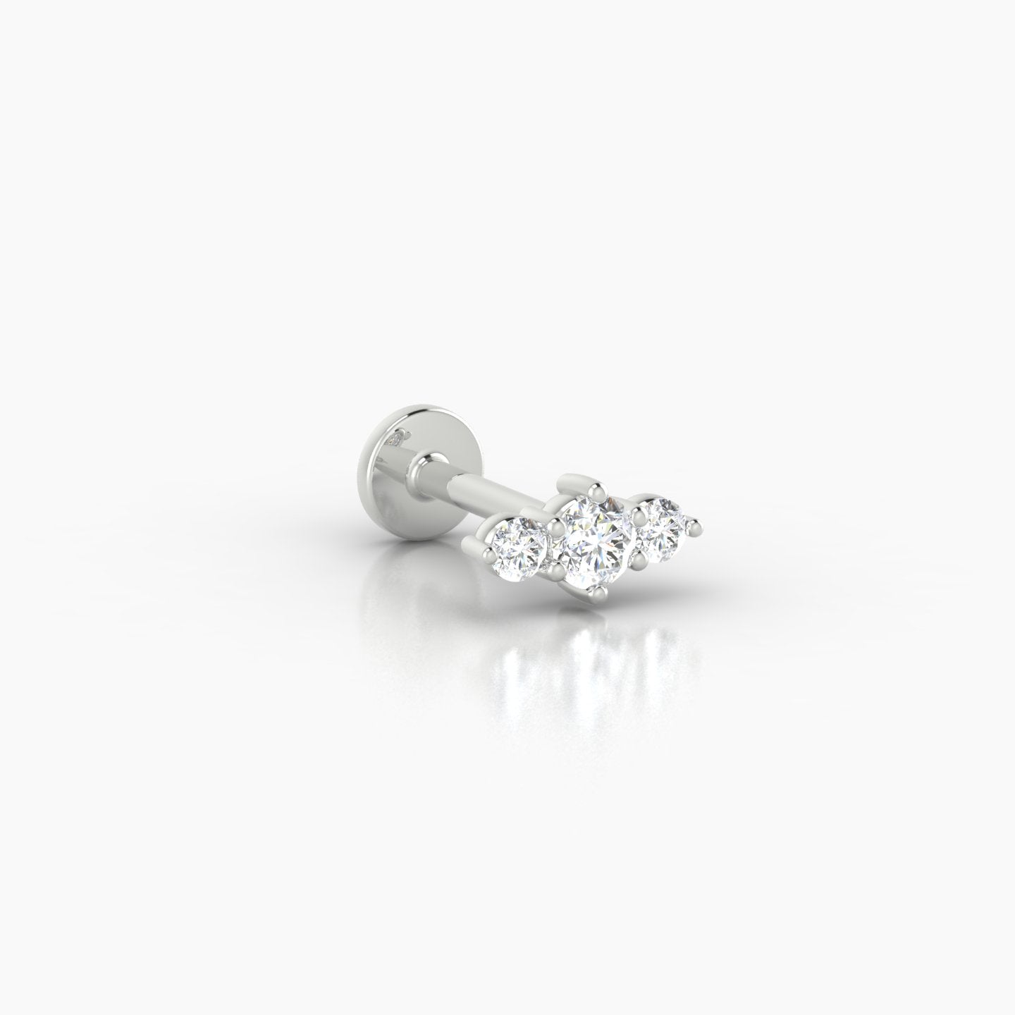 Edesia | 18k White Gold 7 mm 6.5 mm Trilogy Diamond Piercing