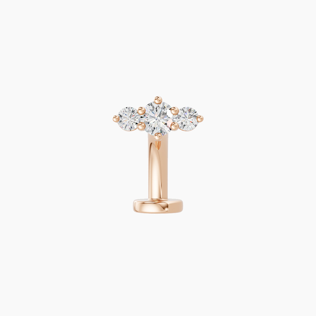 Edesia | 18k Rose Gold 7 mm 8 mm Trilogy Diamond Floating Navel Piercing