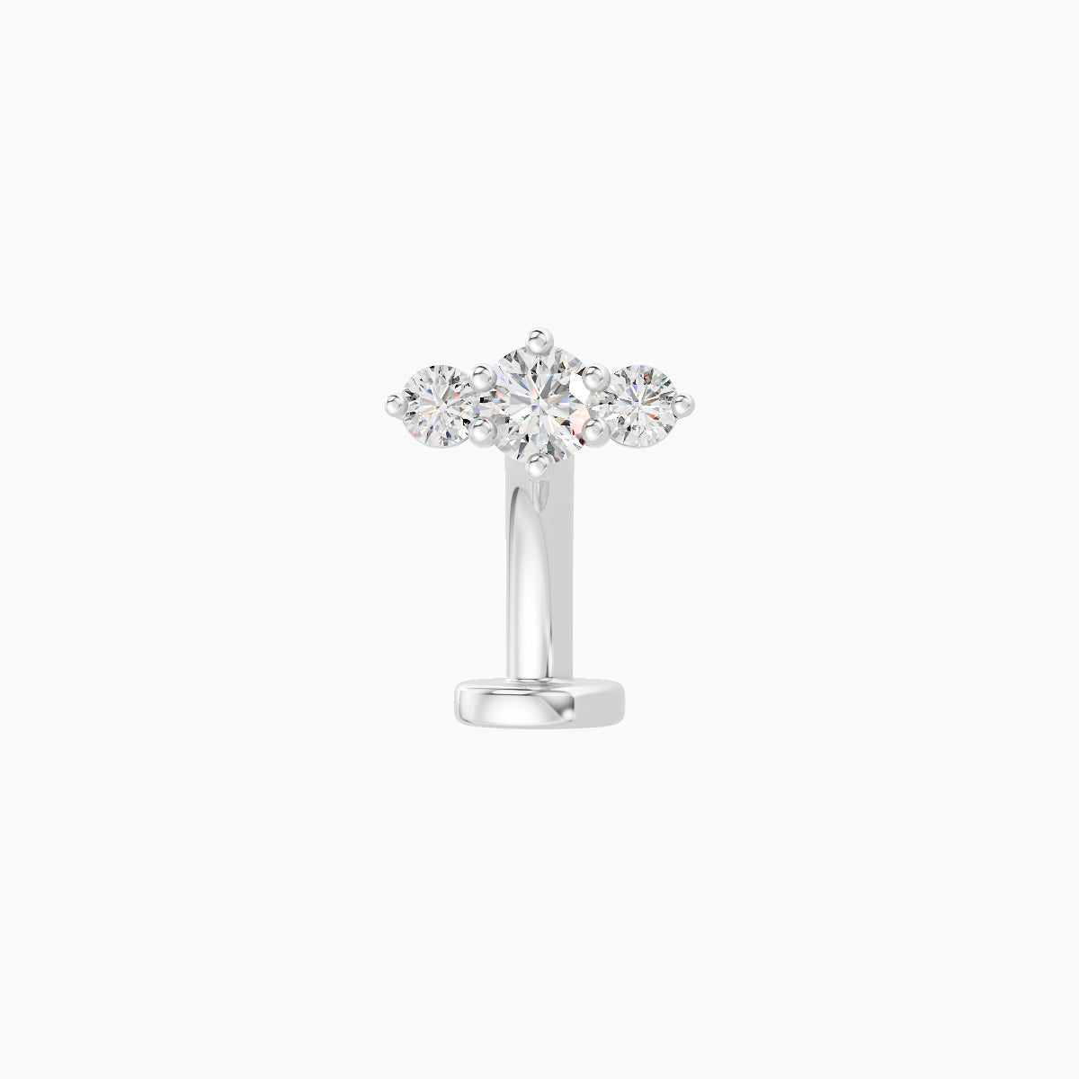 Edesia | 18k White Gold 7 mm 8 mm Trilogy Diamond Floating Navel Piercing