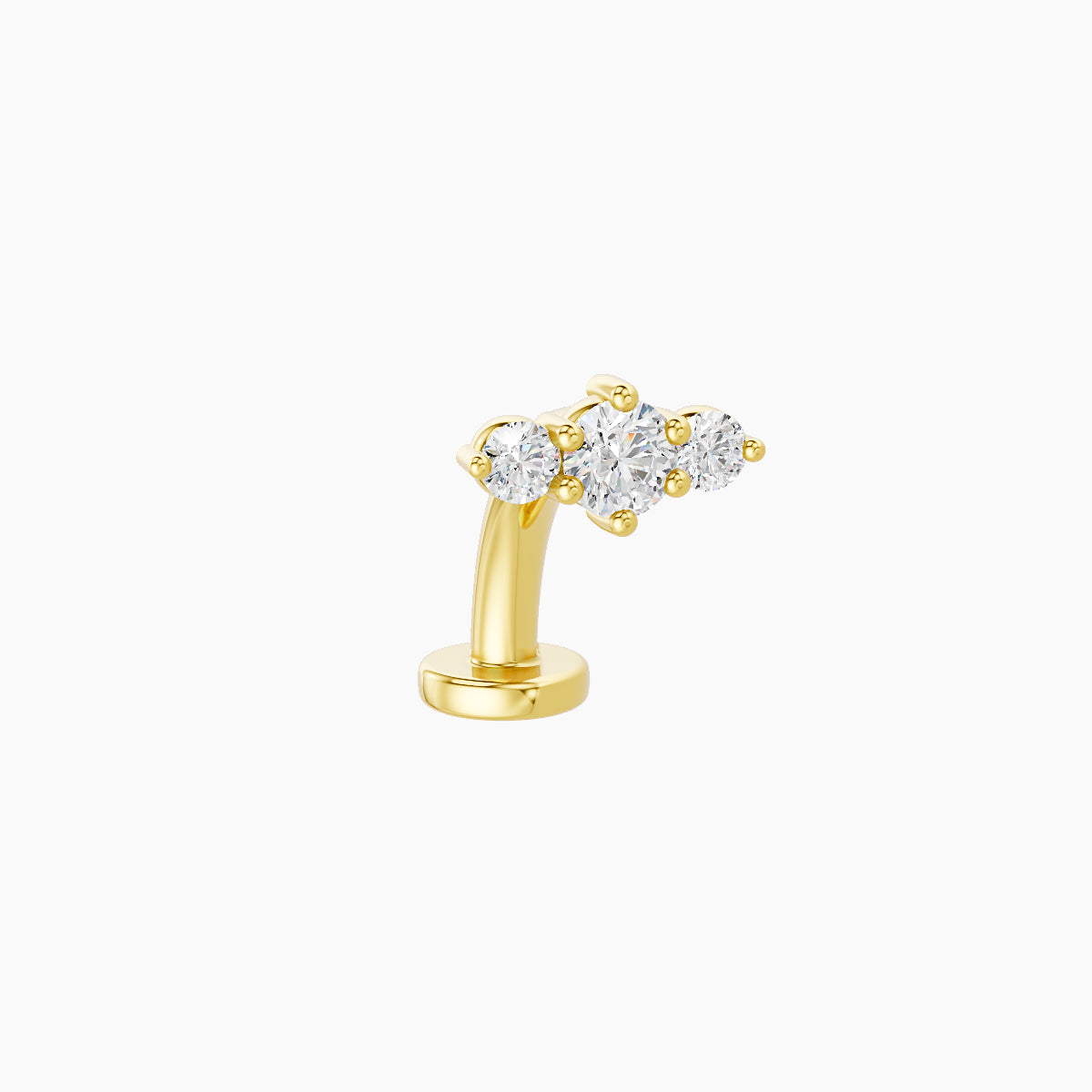 Edesia | 18k Yellow Gold 7 mm 8 mm Trilogy Diamond Floating Navel Piercing