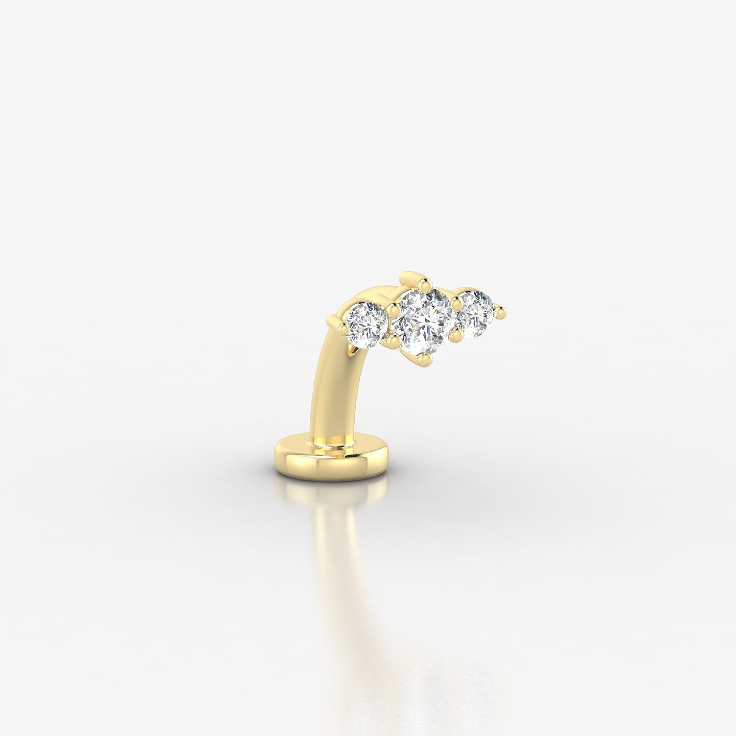 Edesia | 18k Yellow Gold 7 mm 8 mm Trilogy Diamond Floating Navel Piercing