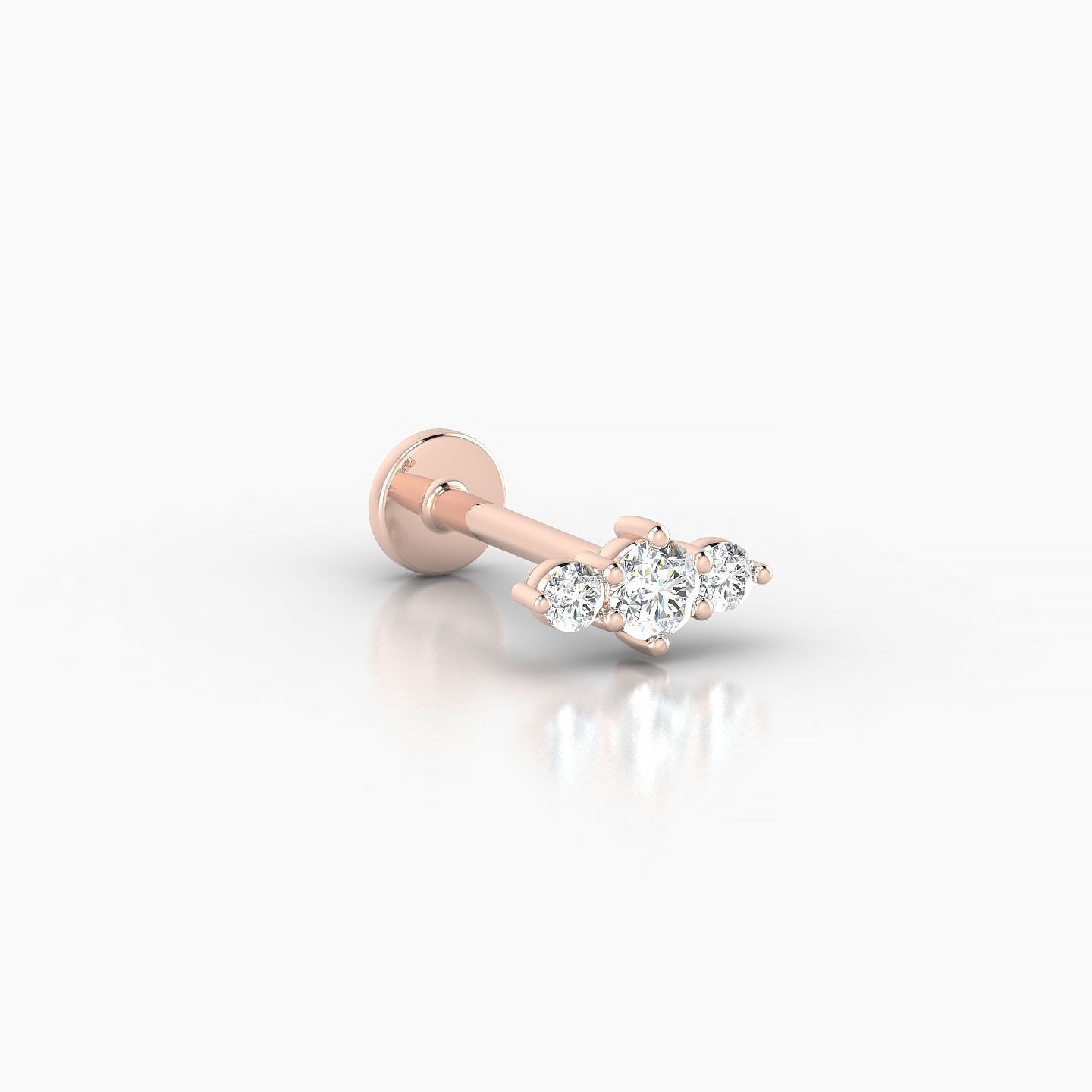 Edesia | 18k Rose Gold 7 mm 8 mm Trilogy Diamond Piercing