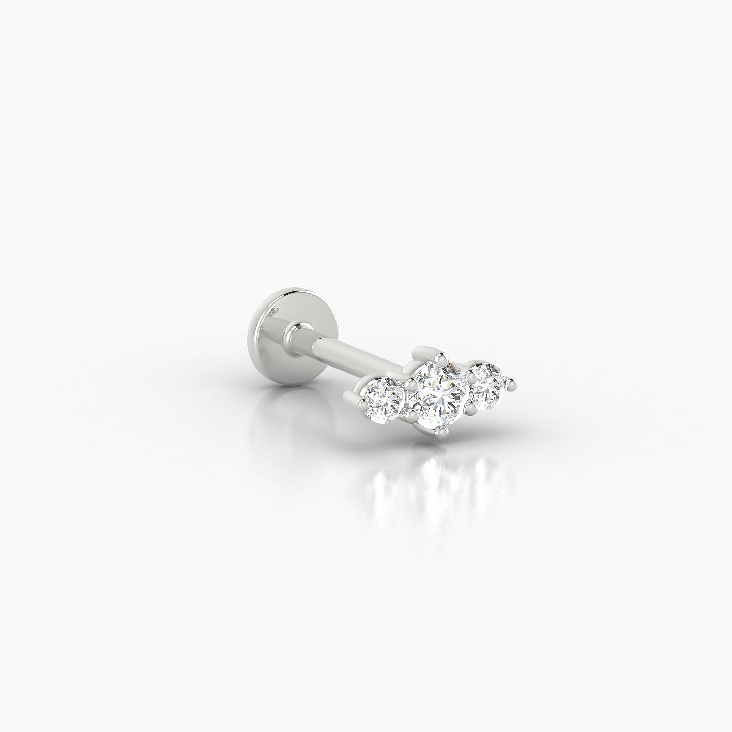 Edesia | 18k White Gold 7 mm 8 mm Trilogy Diamond Piercing