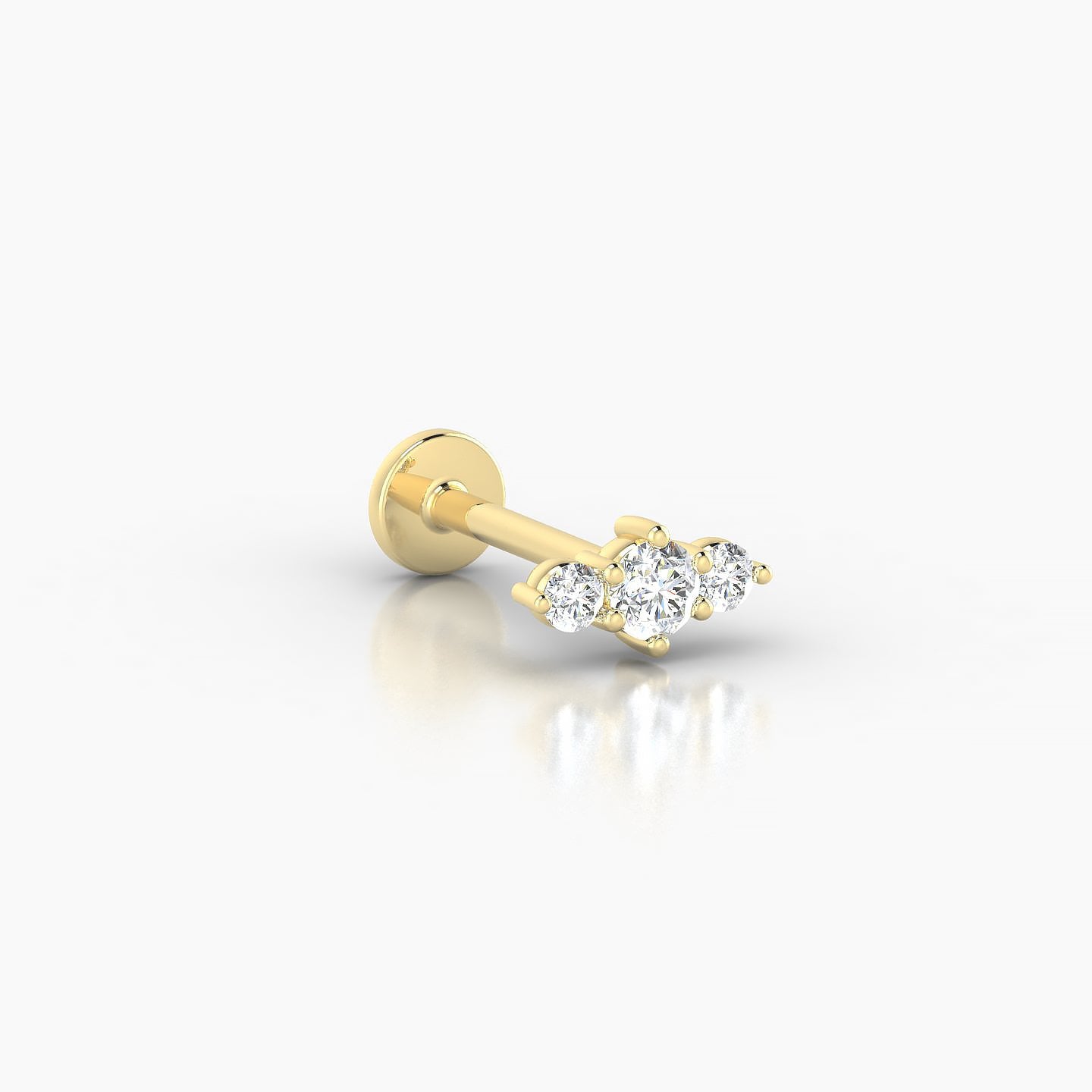 Edesia | 18k Yellow Gold 7 mm 8 mm Trilogy Diamond Piercing