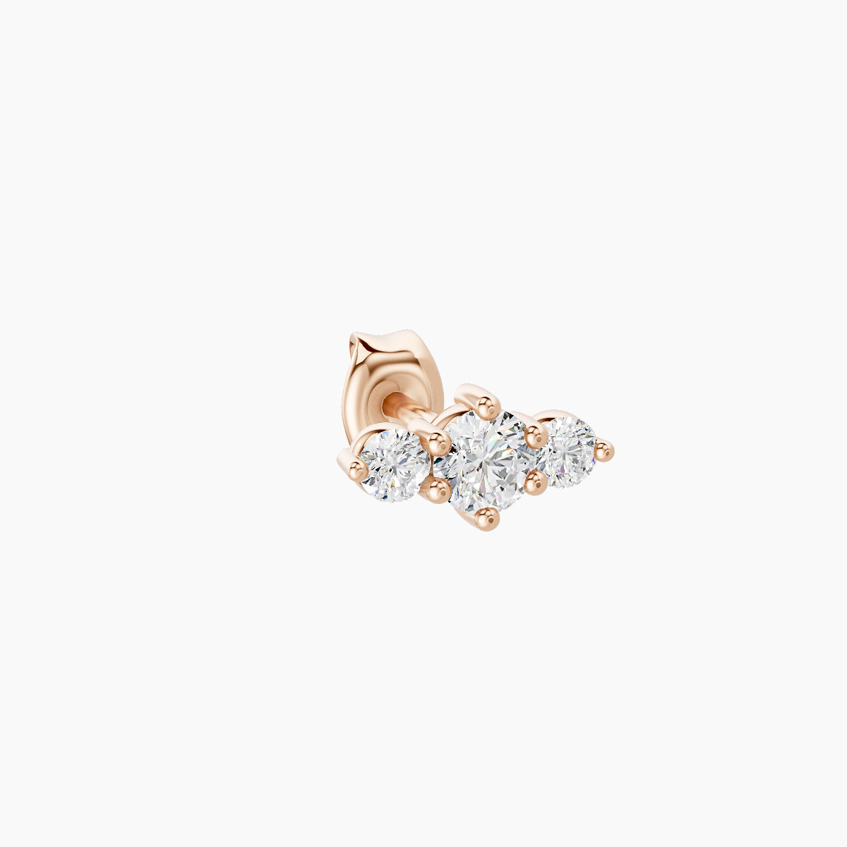 Edesia | 18k Rose Gold 7 mm Trilogy Diamond Earring